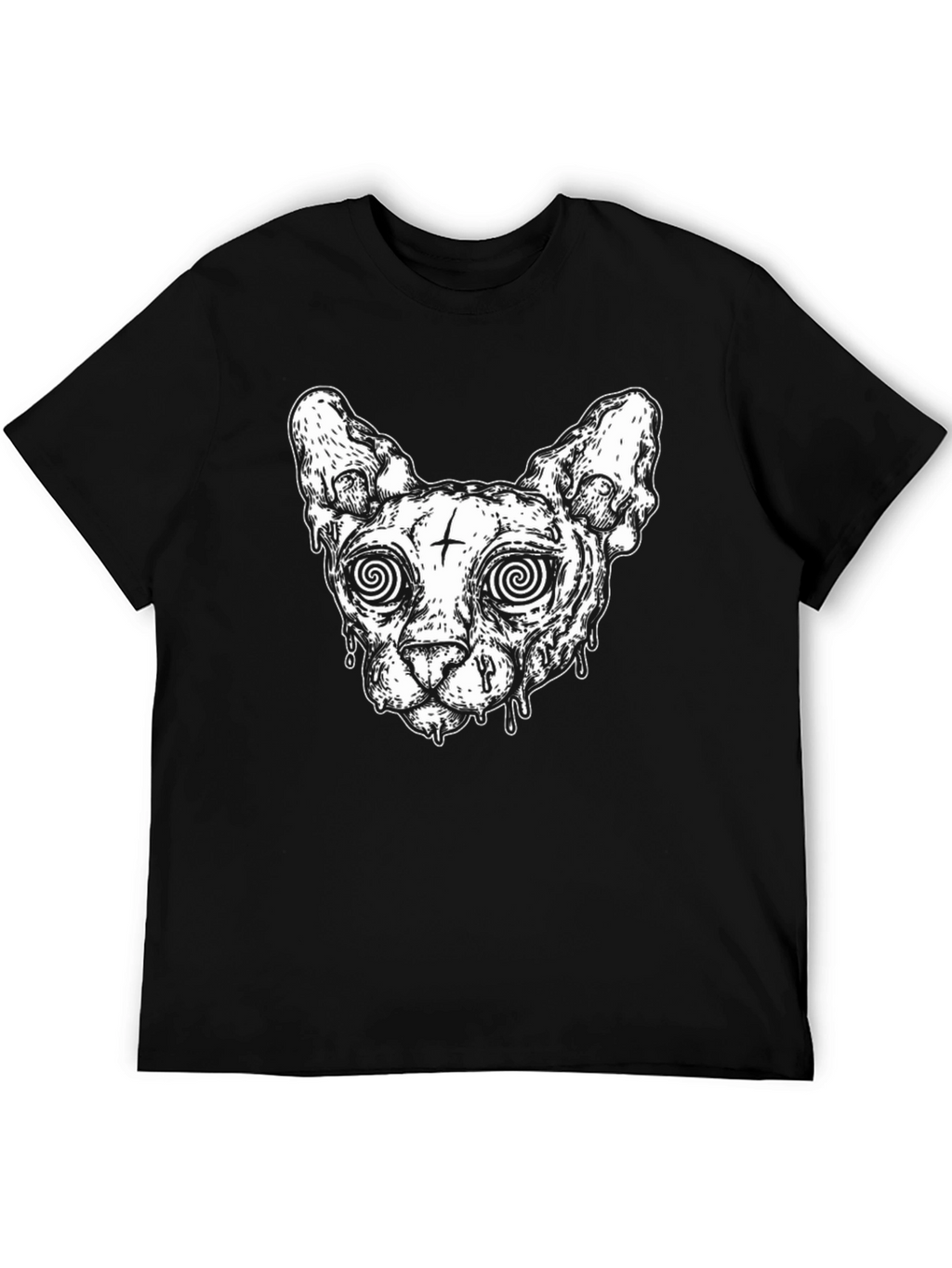 Hypnotic Cat Graphic Tee - Black Unisex T-Shirt