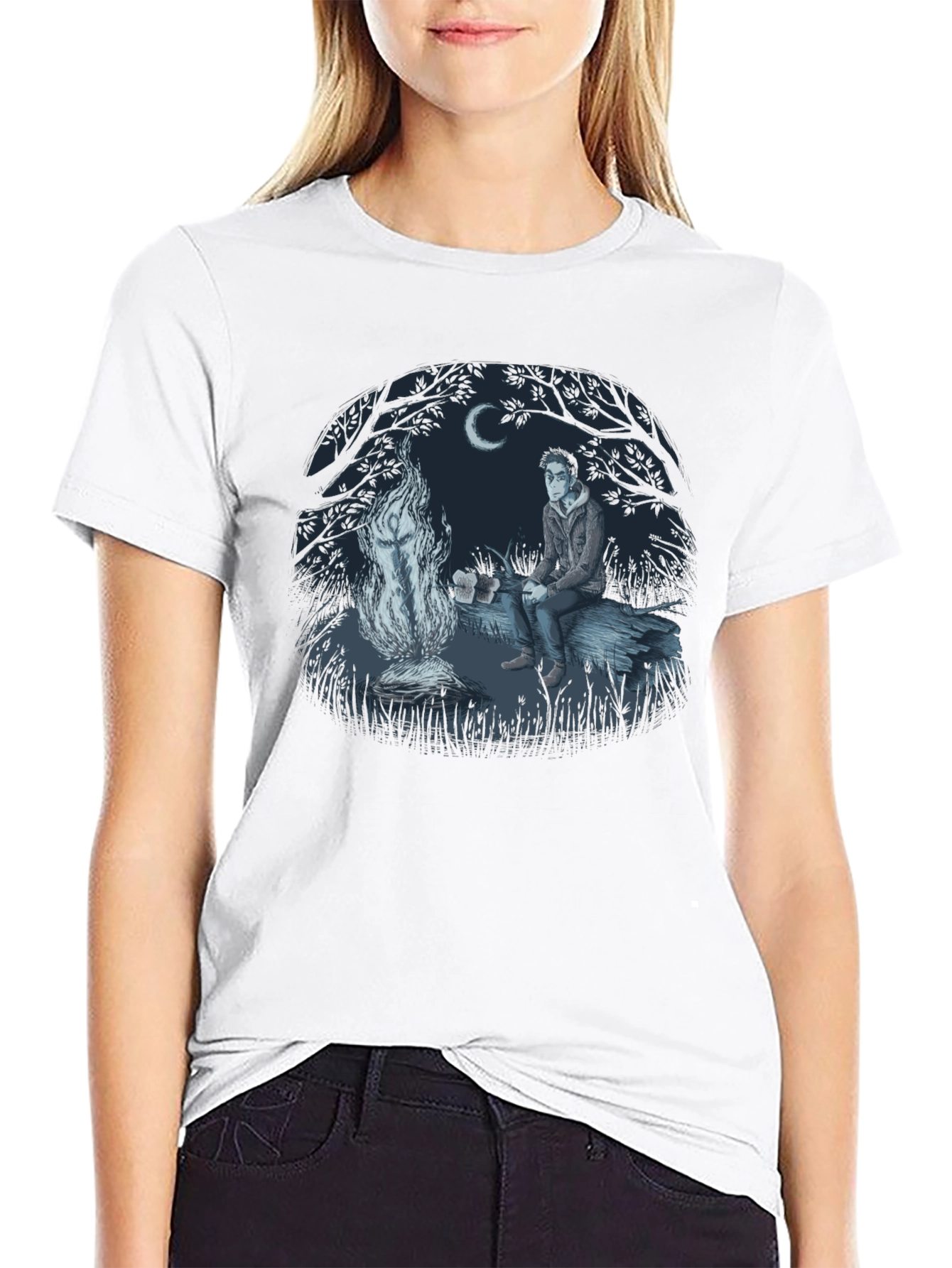 Campfire Story Graphic Tee - Relaxed Night Design