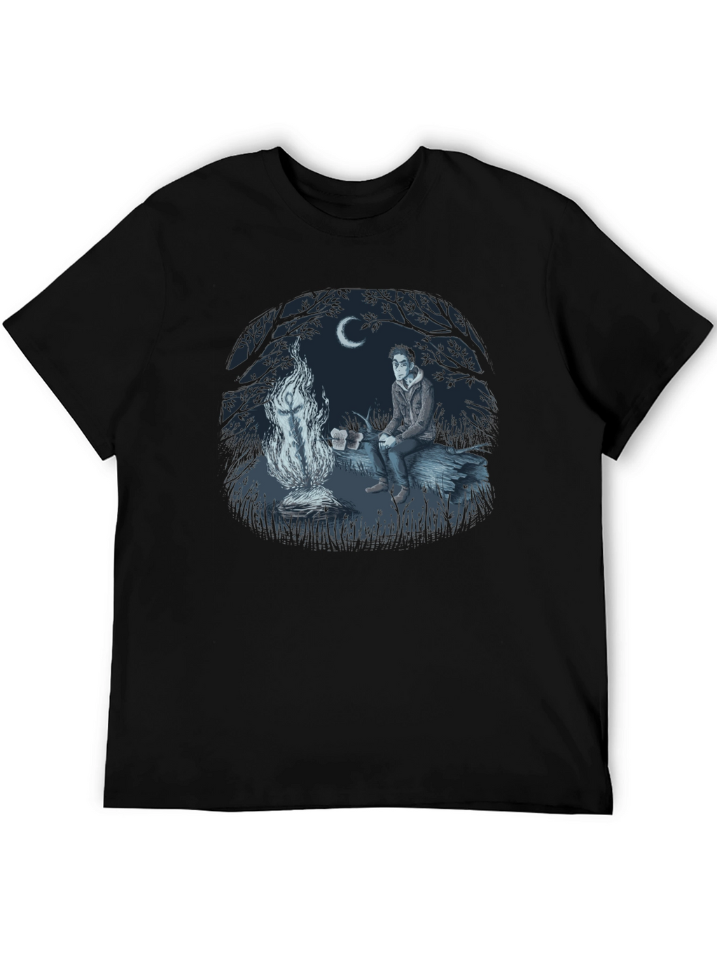 Campfire Story Graphic Tee - Relaxed Night Design