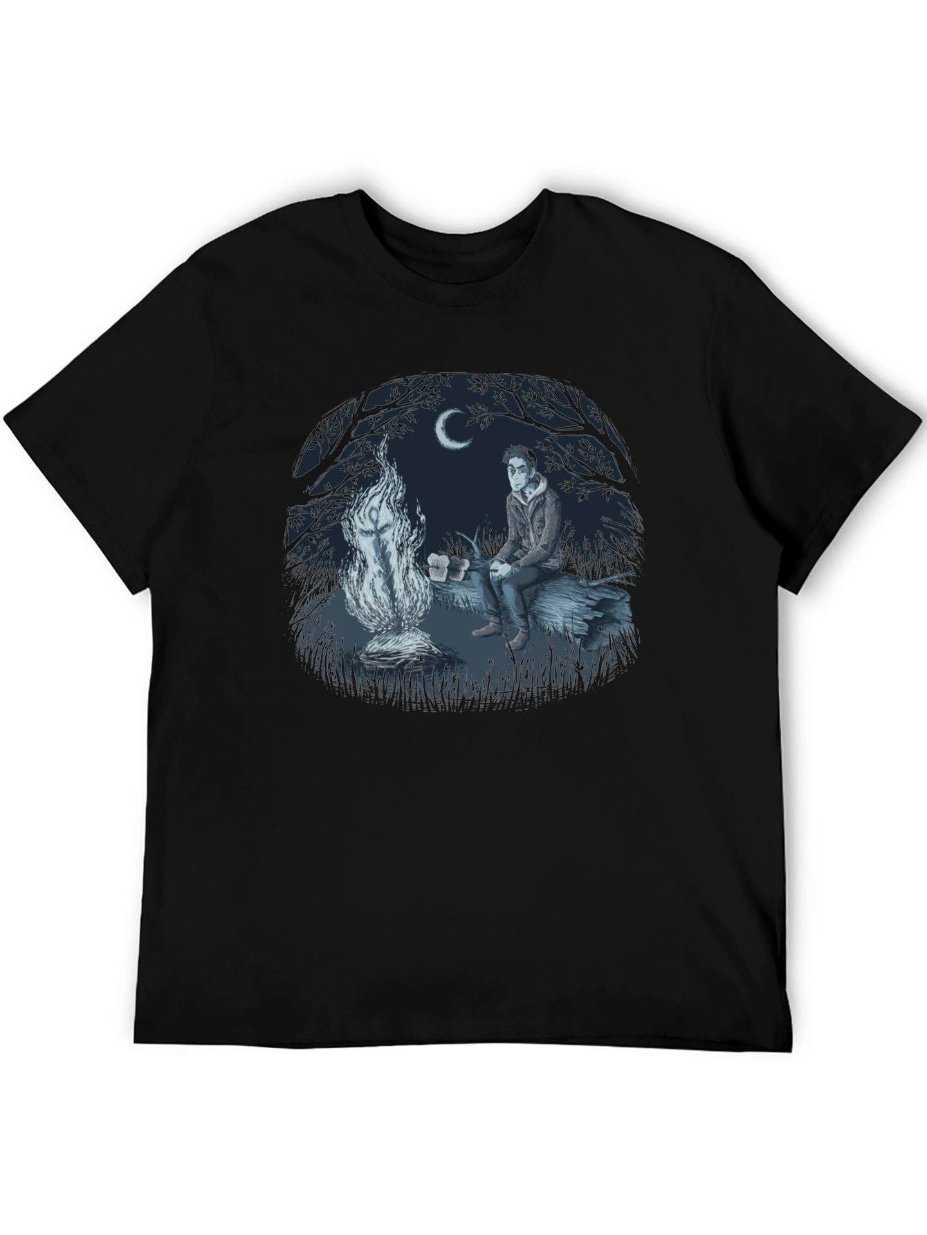 Campfire Story Graphic Tee - Relaxed Night Design
