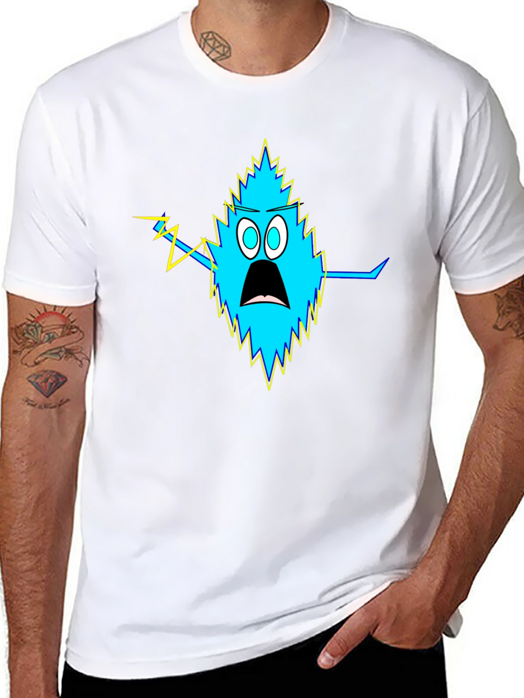 Shocked Blue Monster Black T-Shirt