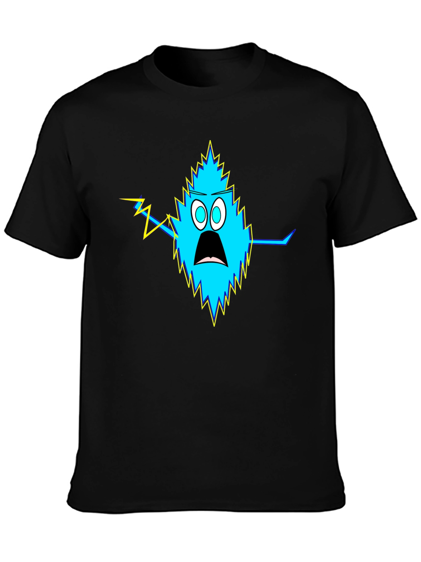 Shocked Blue Monster Black T-Shirt