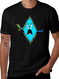 Shocked Blue Monster Black T-Shirt