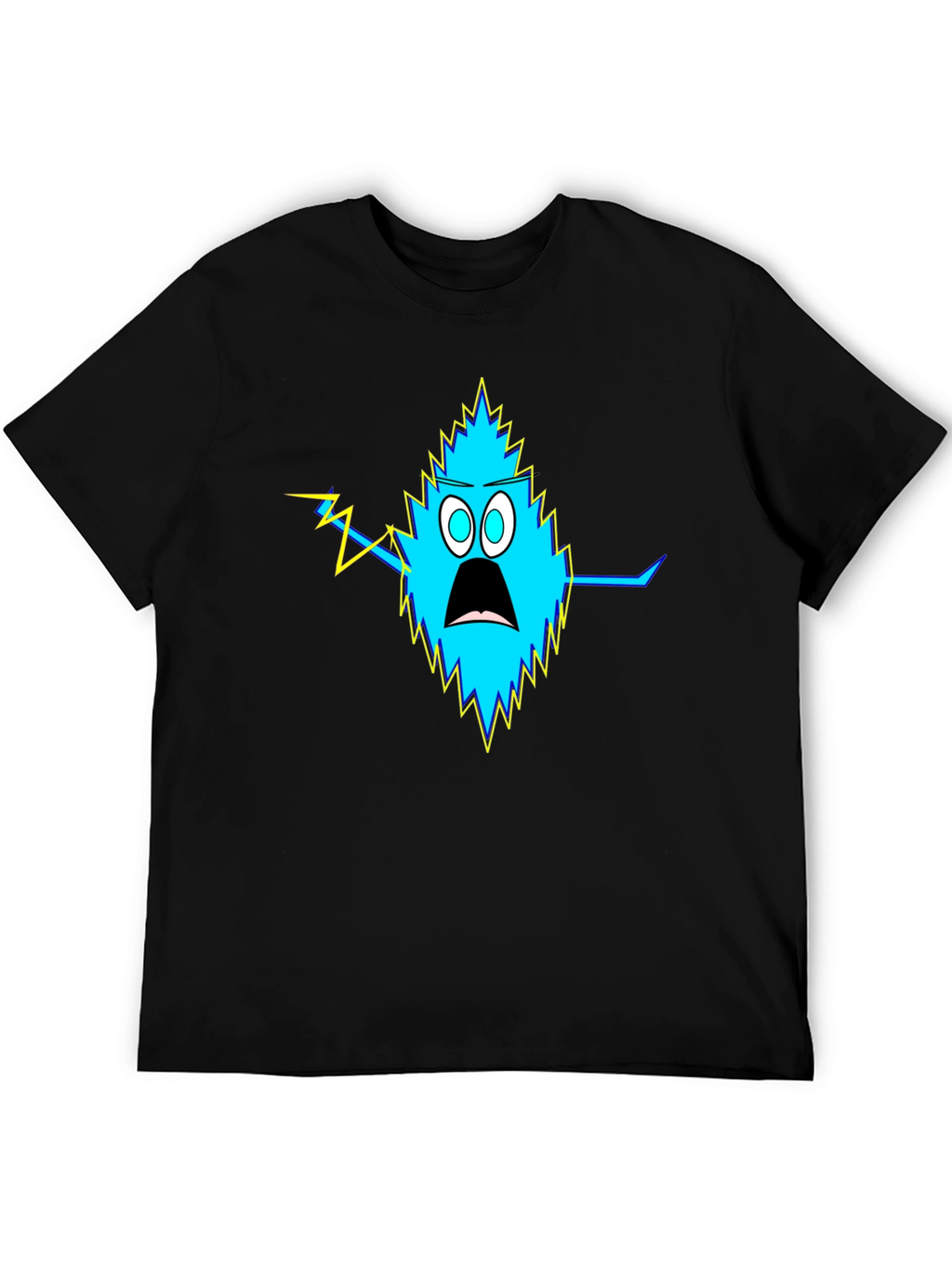 Shocked Blue Monster Black T-Shirt
