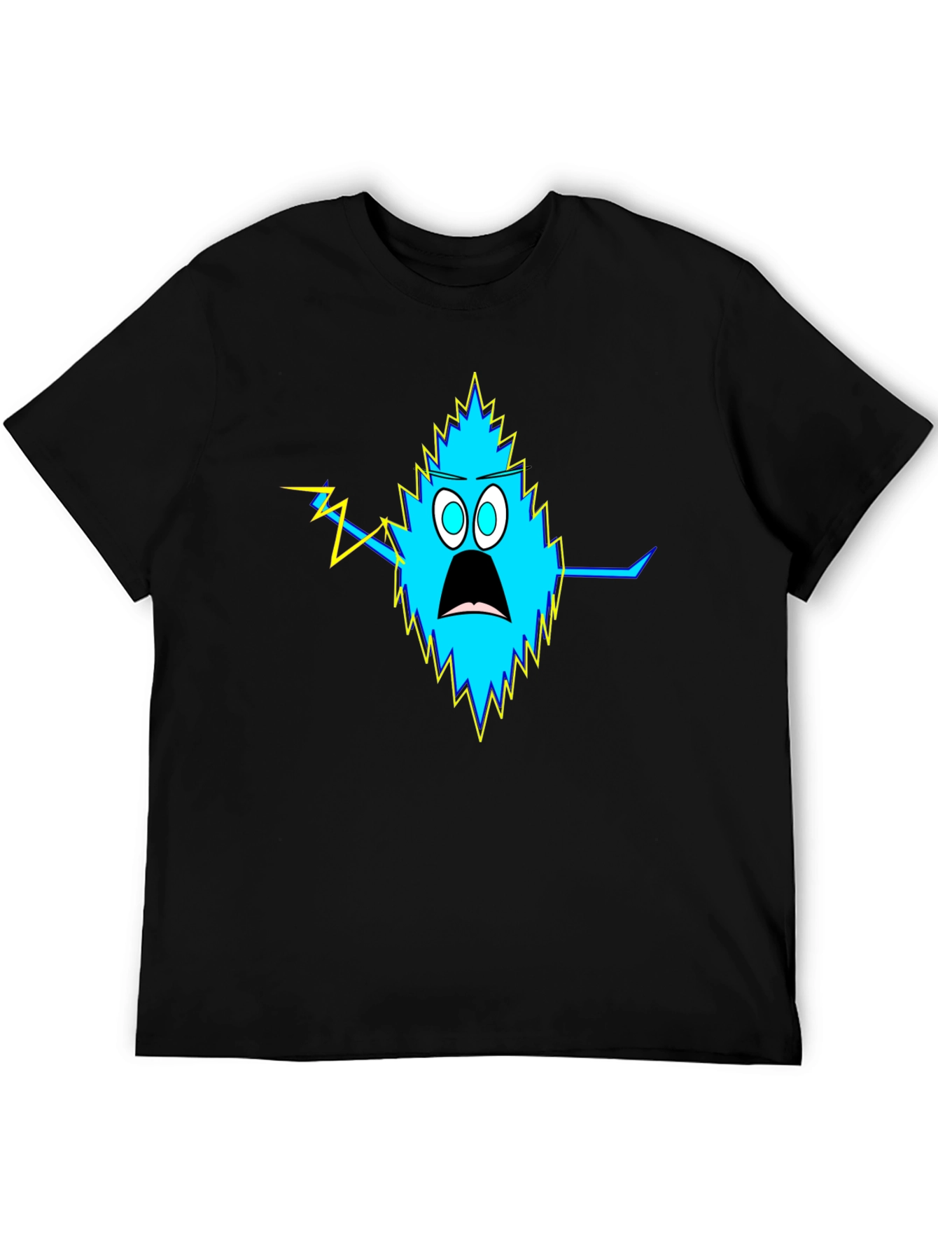 Shocked Blue Monster Black T-Shirt