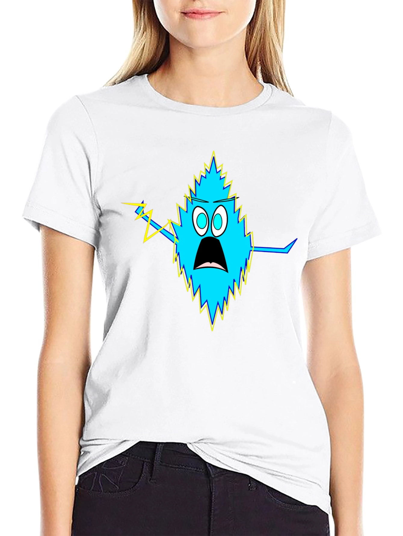 Shocked Blue Monster Black T-Shirt