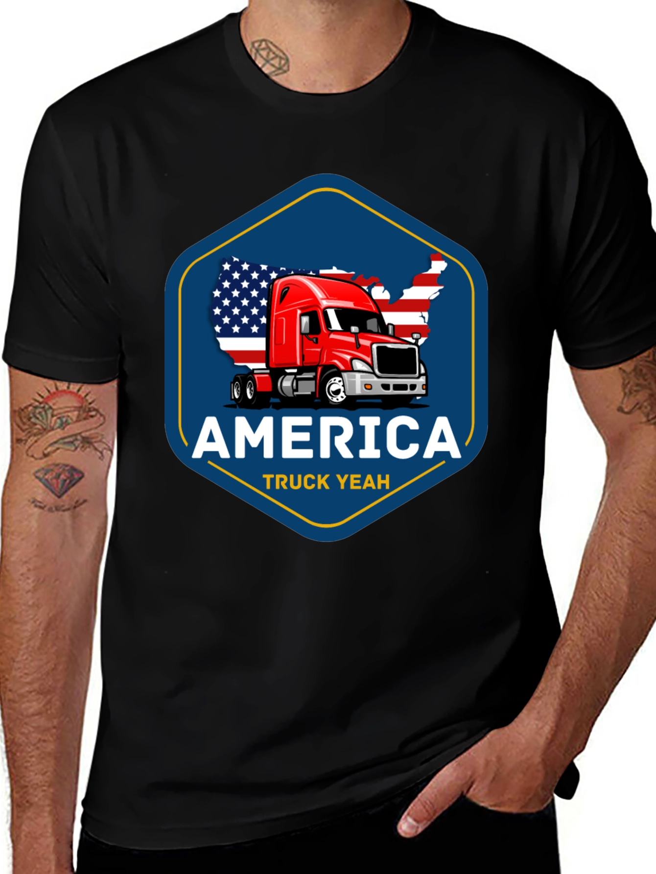 America Truck Yeah T-Shirt - Patriotic Trucker Tee