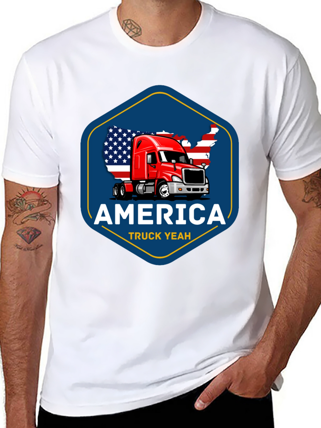 America Truck Yeah T-Shirt - Patriotic Trucker Tee
