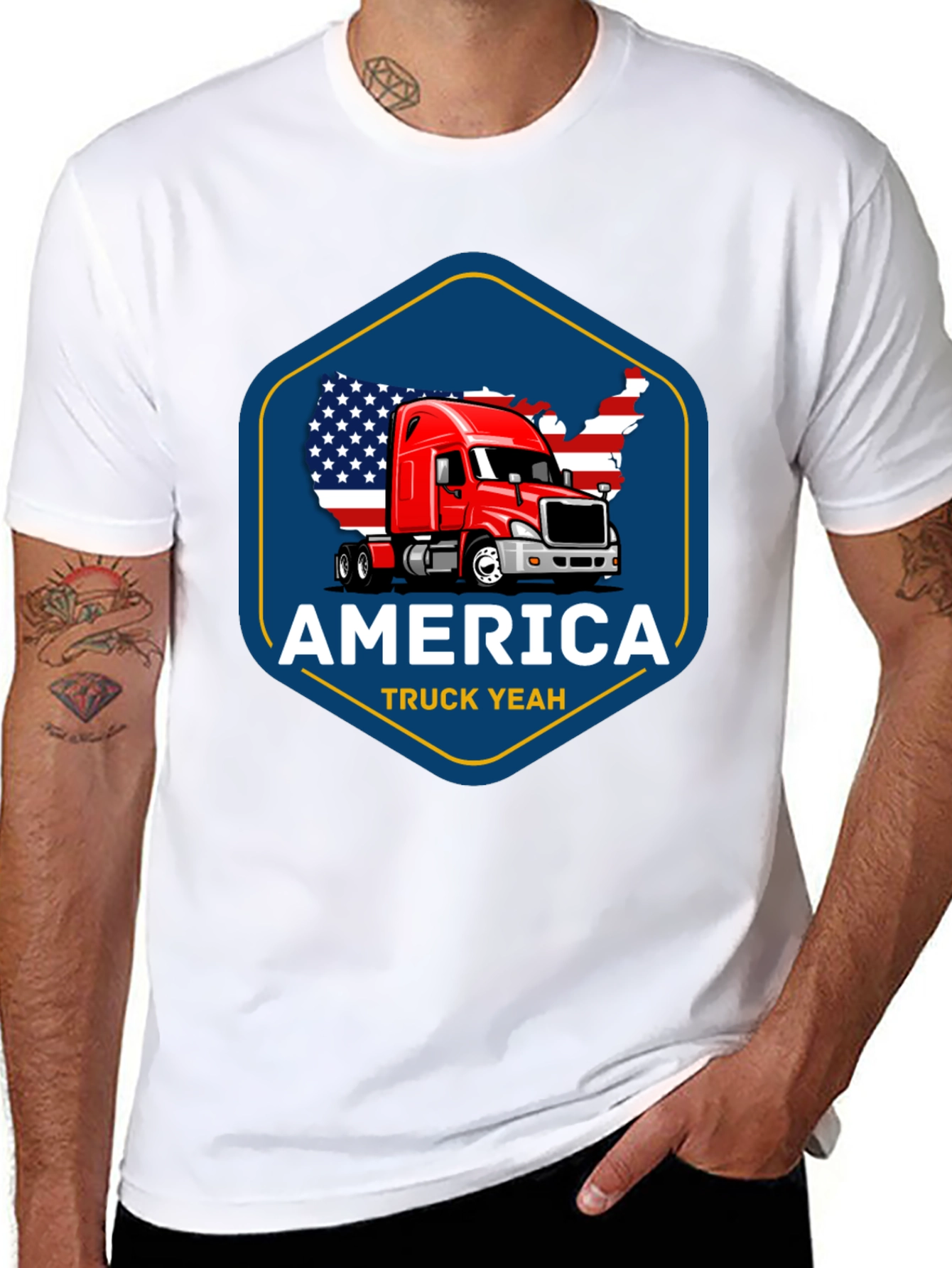 America Truck Yeah T-Shirt - Patriotic Trucker Tee