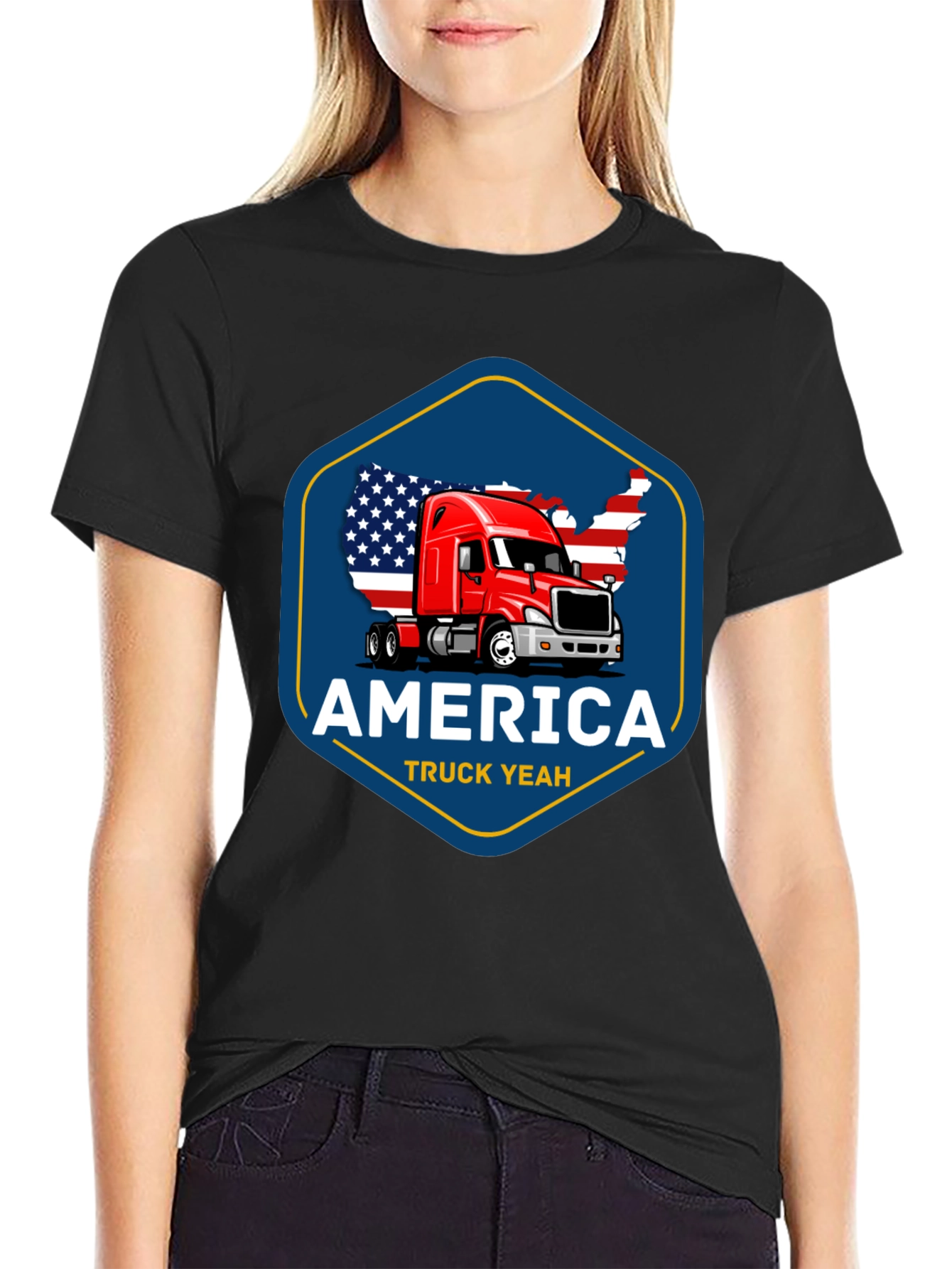 America Truck Yeah T-Shirt - Patriotic Trucker Tee