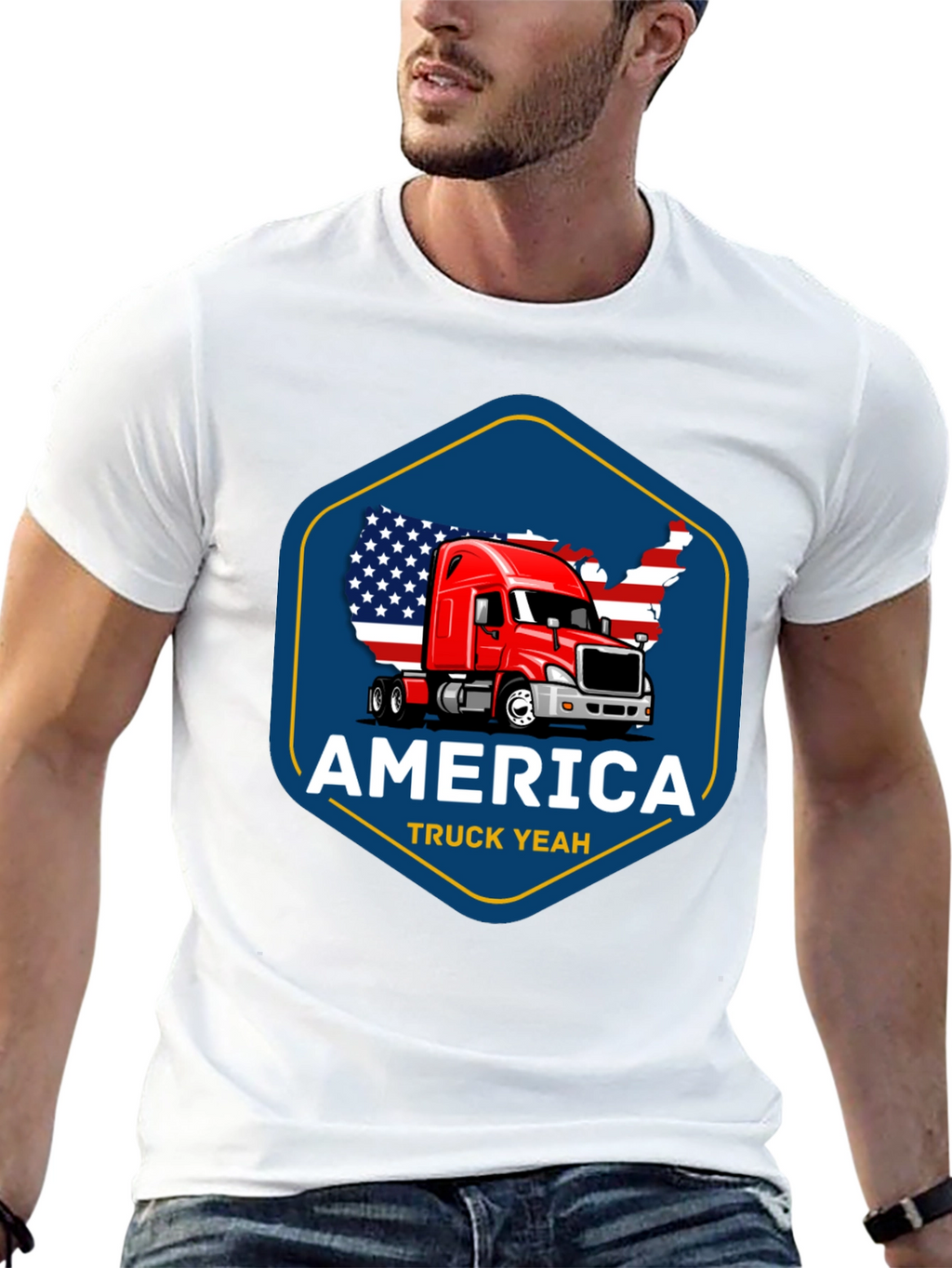 America Truck Yeah T-Shirt - Patriotic Trucker Tee