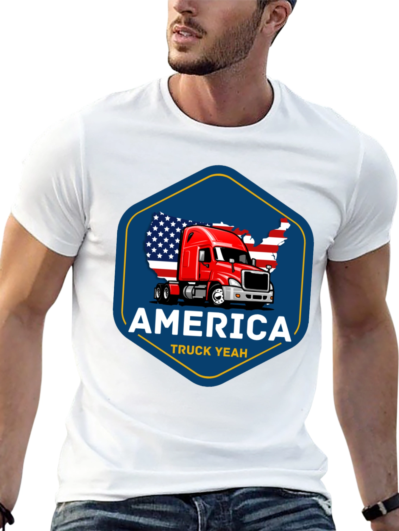 America Truck Yeah T-Shirt - Patriotic Trucker Tee