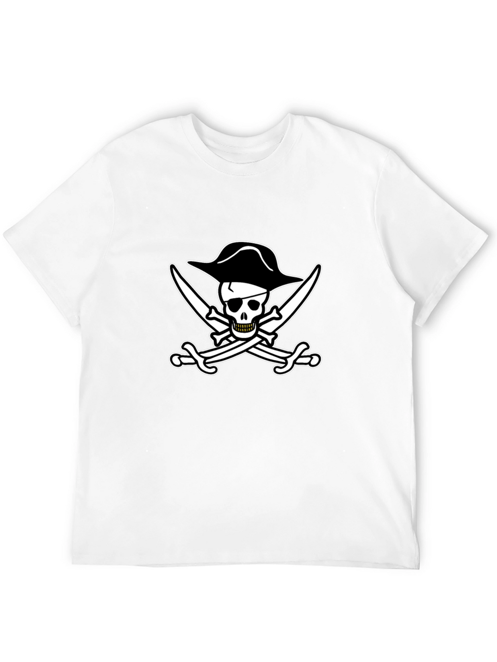 Pirate Skull & Swords Black Cotton T-Shirt