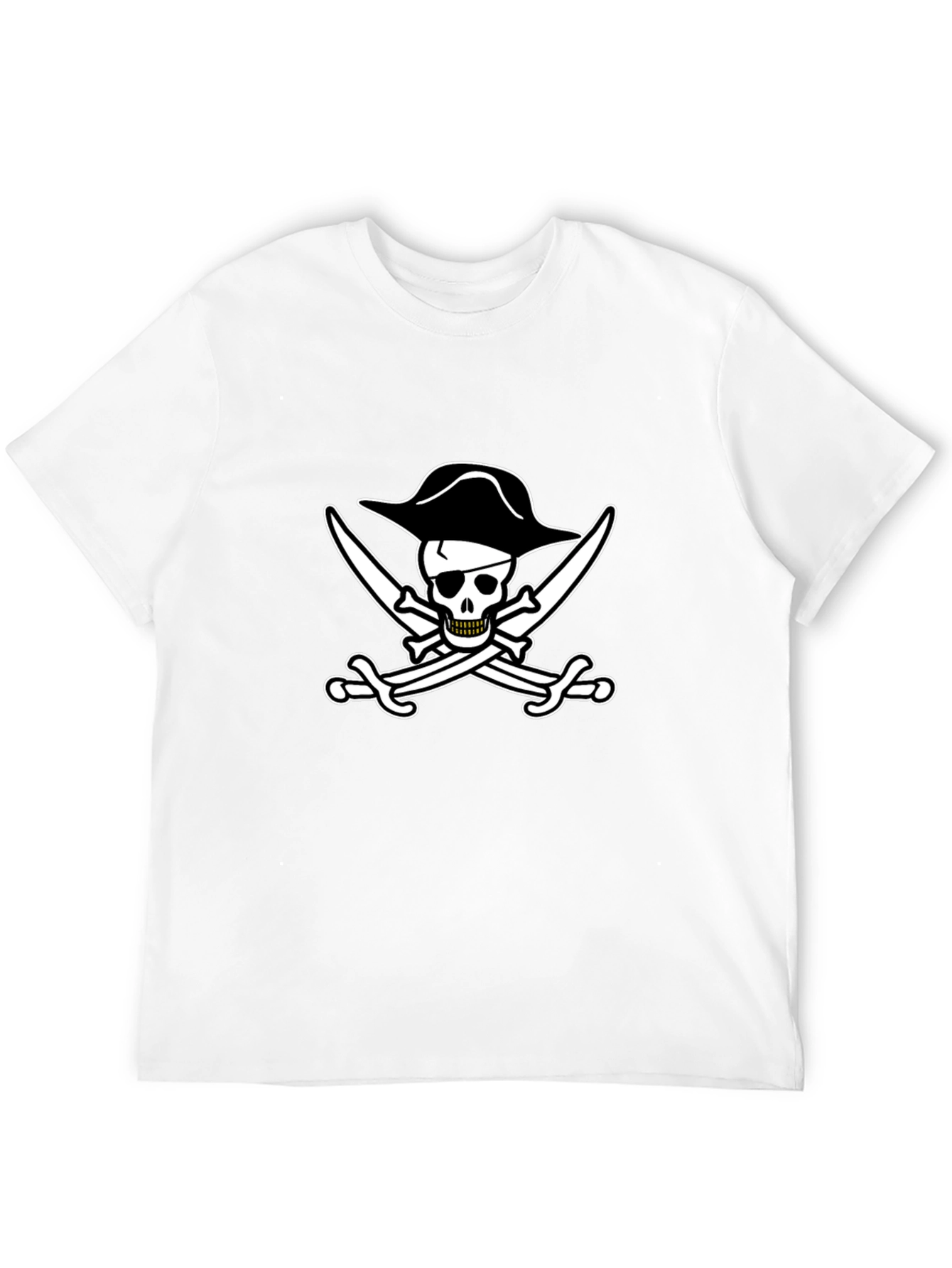 Pirate Skull & Swords Black Cotton T-Shirt