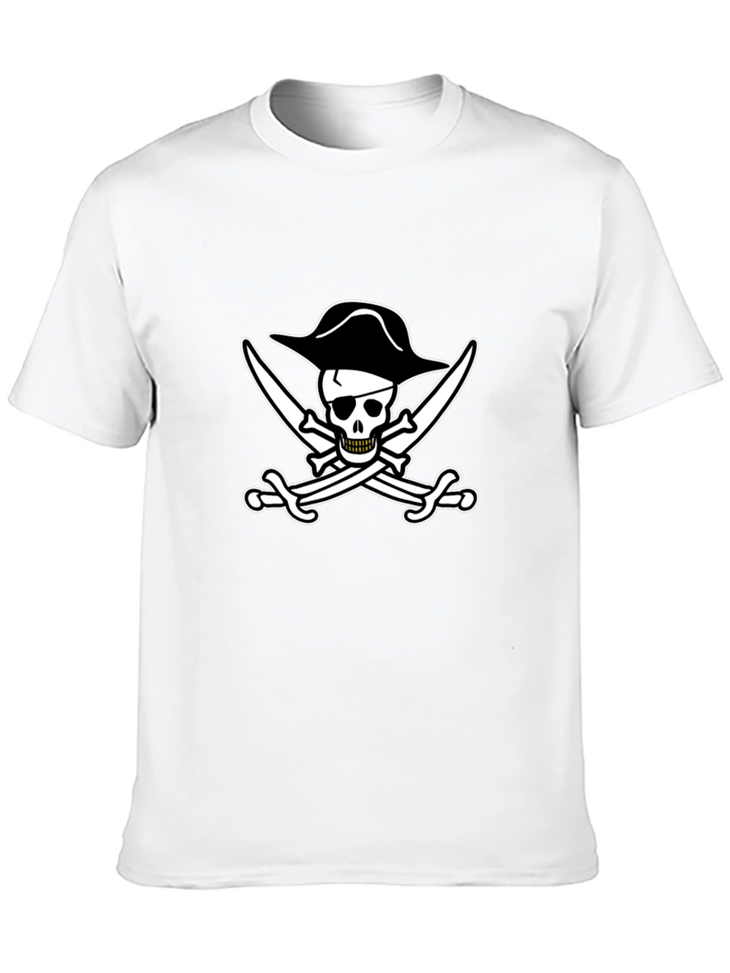 Pirate Skull & Swords Black Cotton T-Shirt