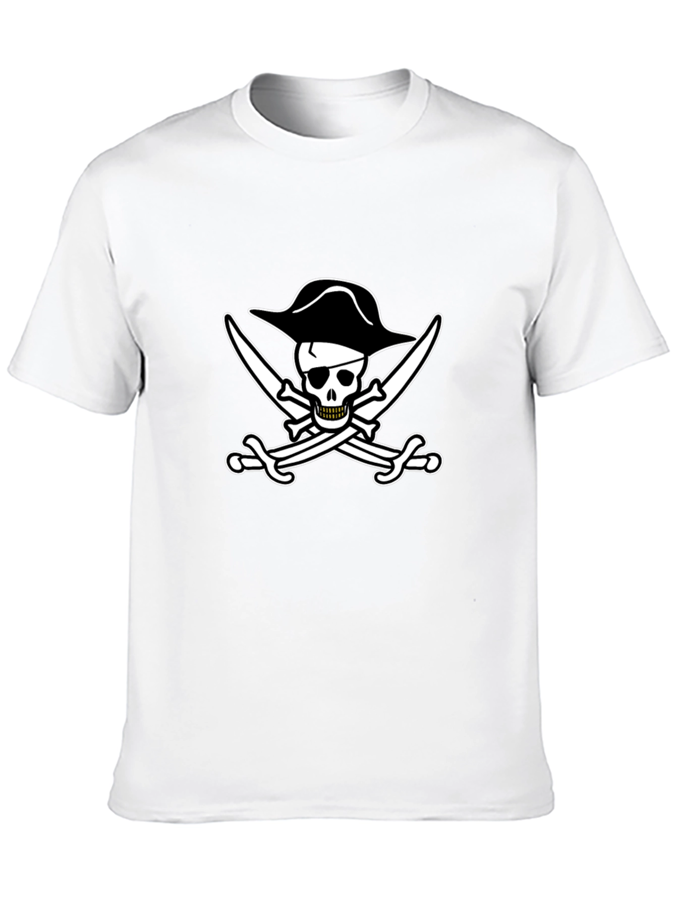 Pirate Skull & Swords Black Cotton T-Shirt