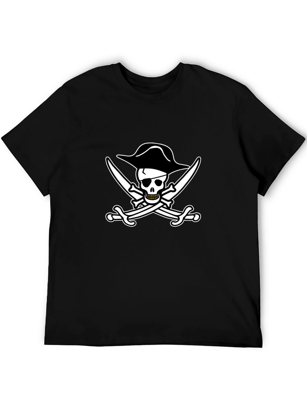 Pirate Skull & Swords Black Cotton T-Shirt