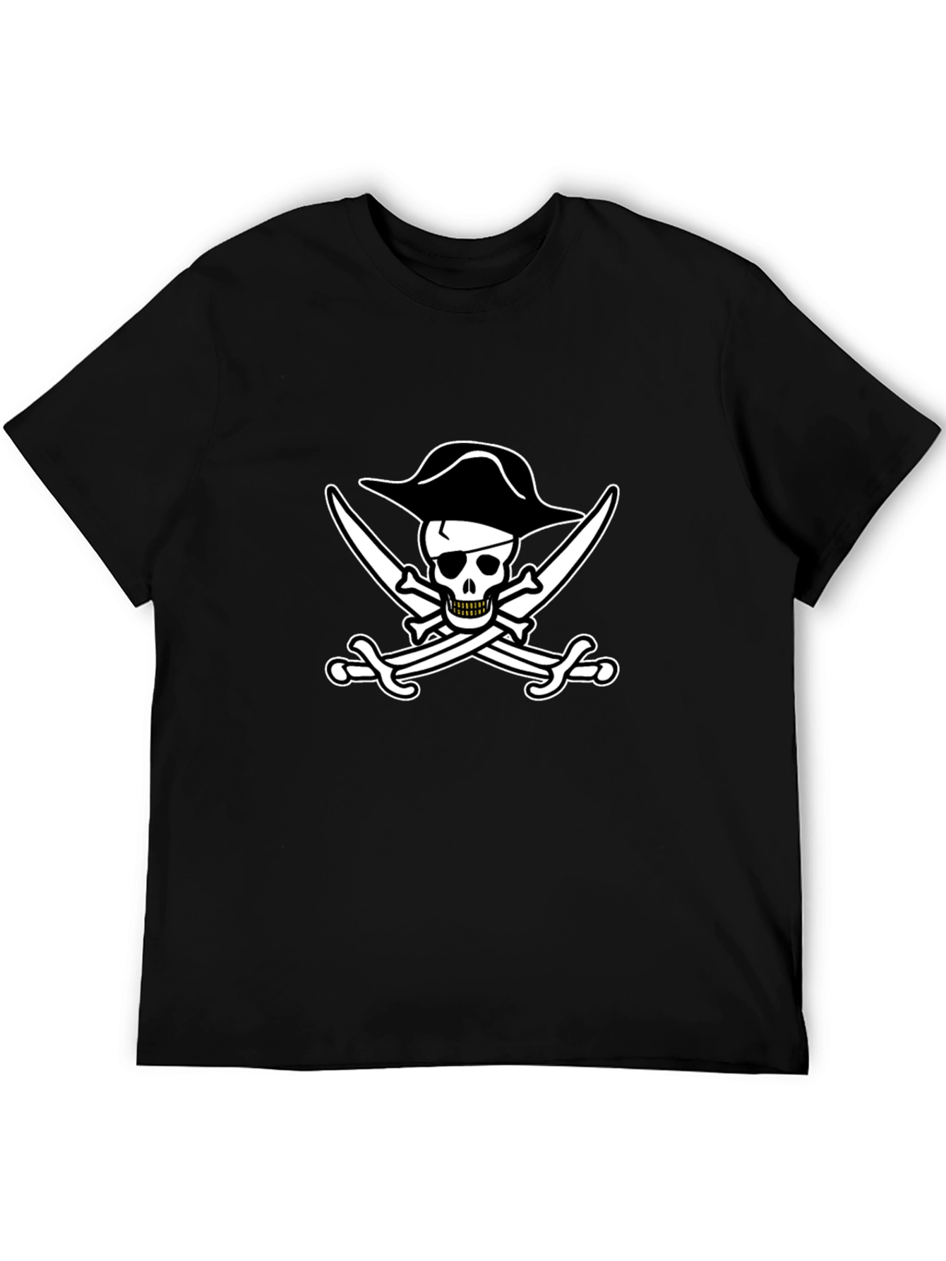 Pirate Skull & Swords Black Cotton T-Shirt