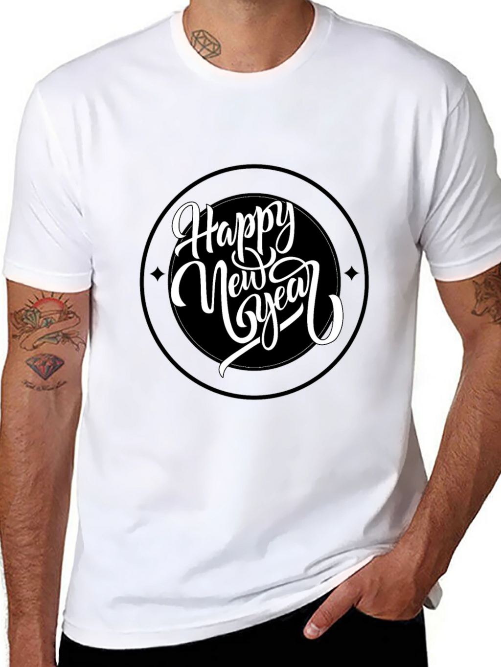 Happy New Year Graphic Black Tee