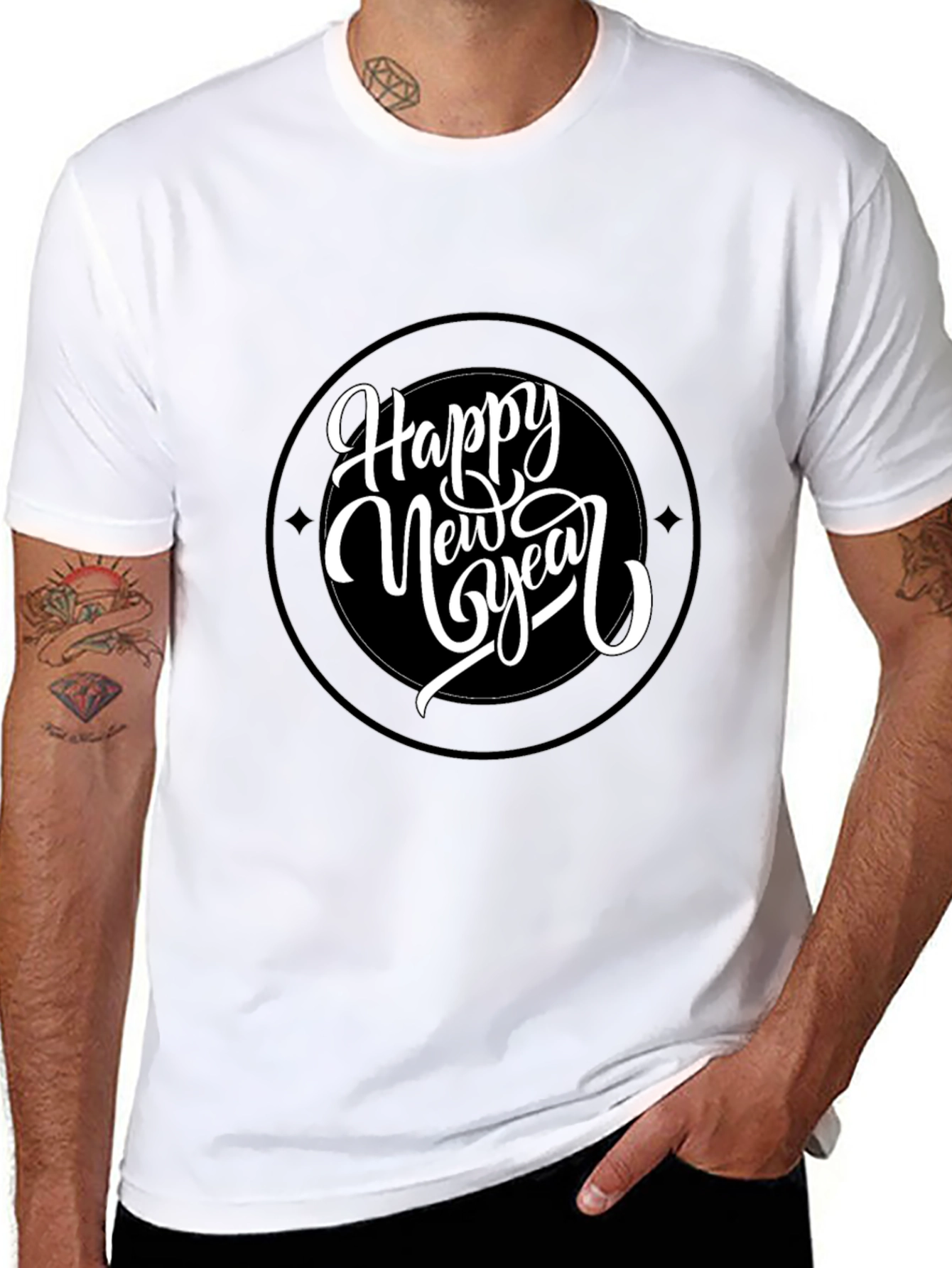 Happy New Year Graphic Black Tee