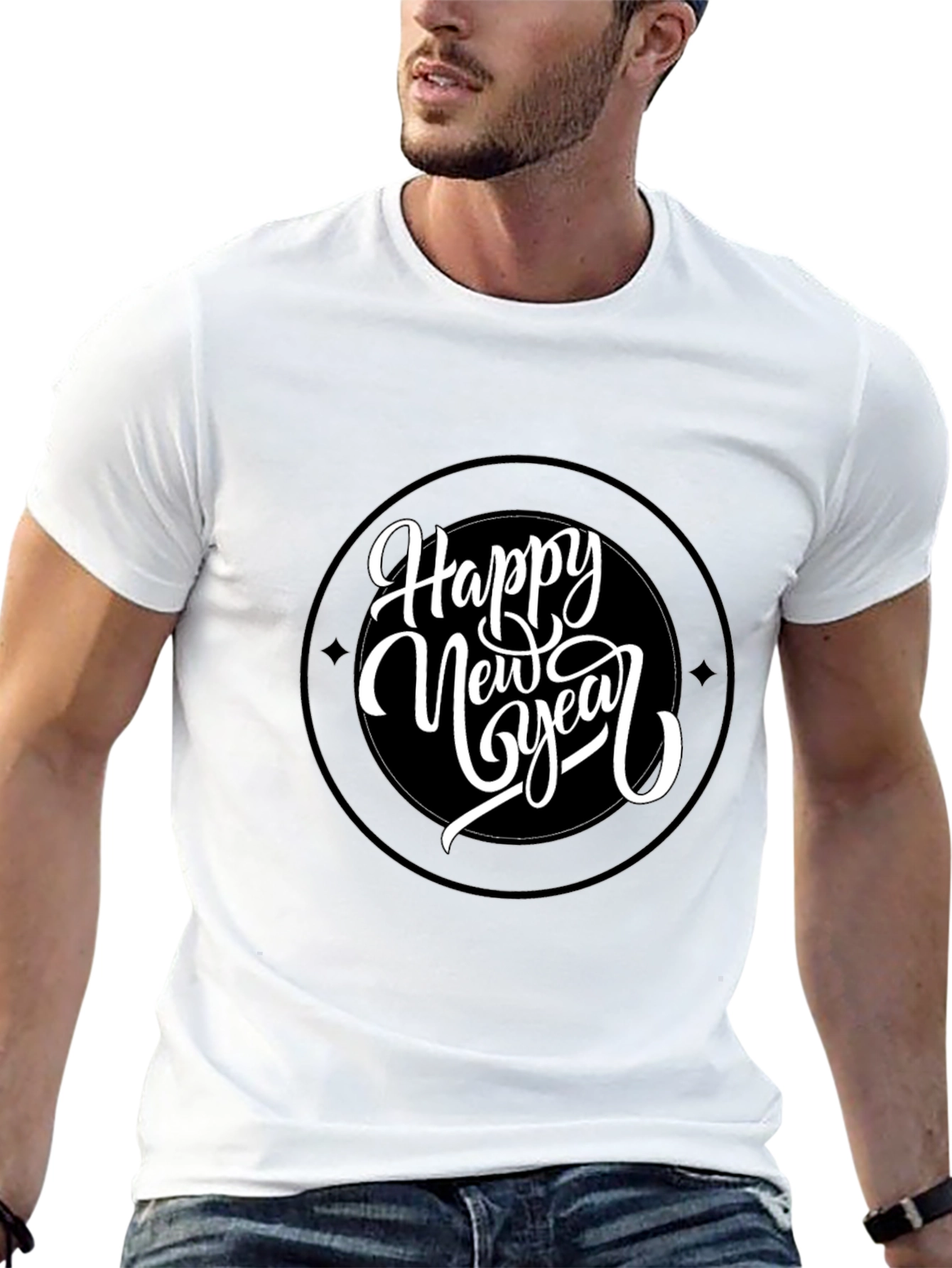Happy New Year Graphic Black Tee