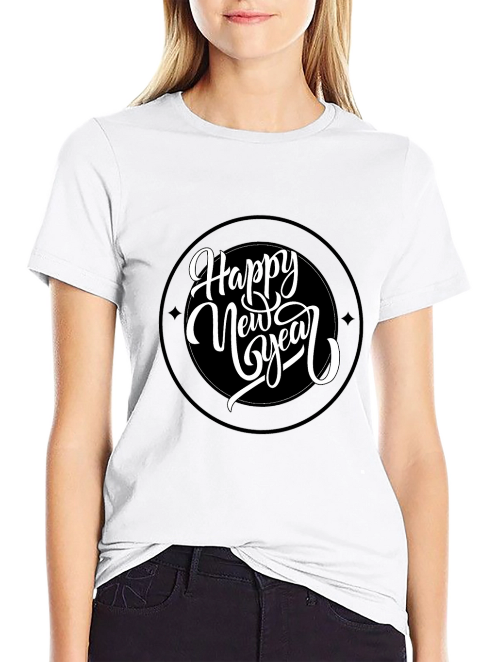 Happy New Year Graphic Black Tee