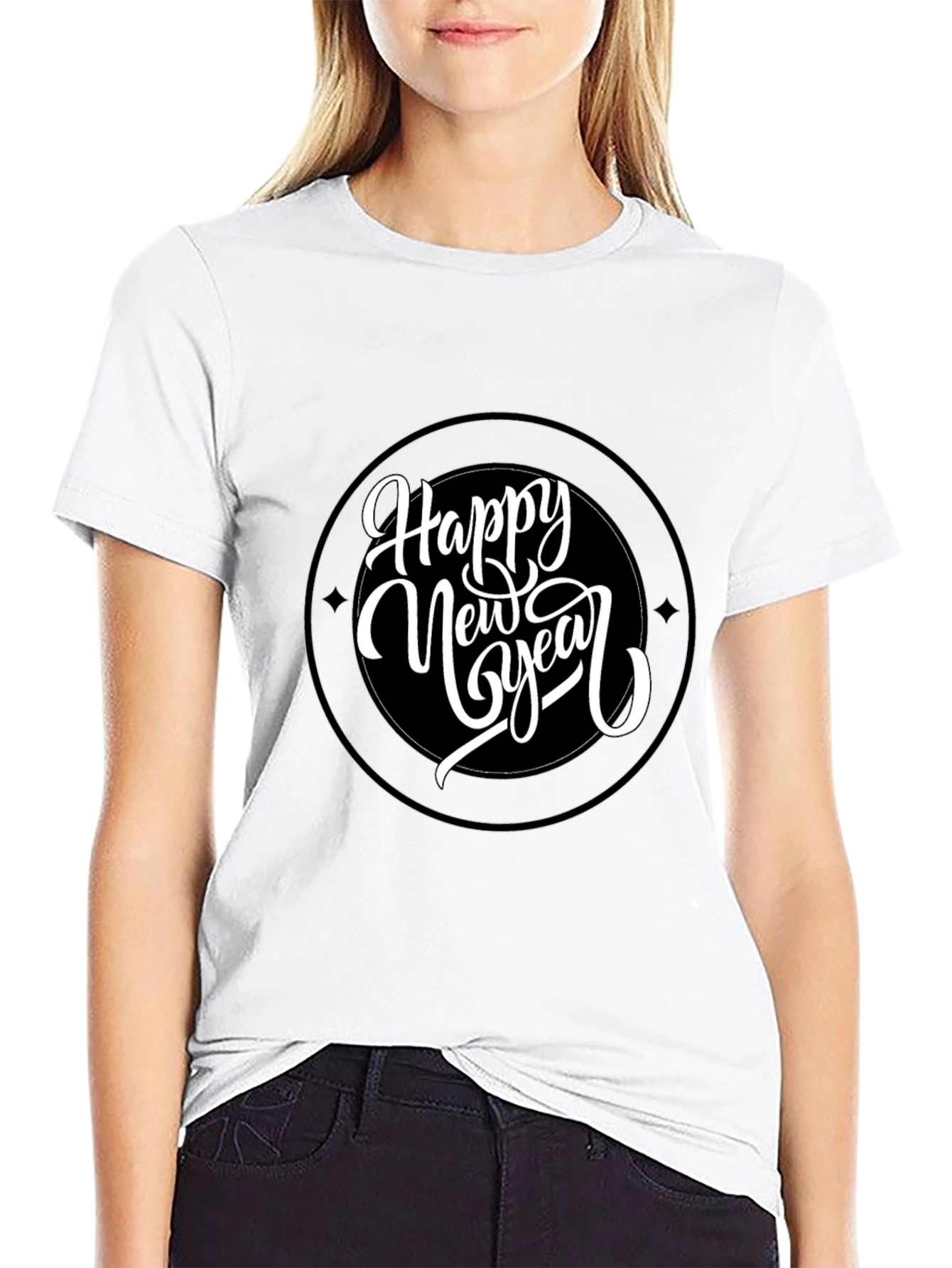 Happy New Year Graphic Black Tee