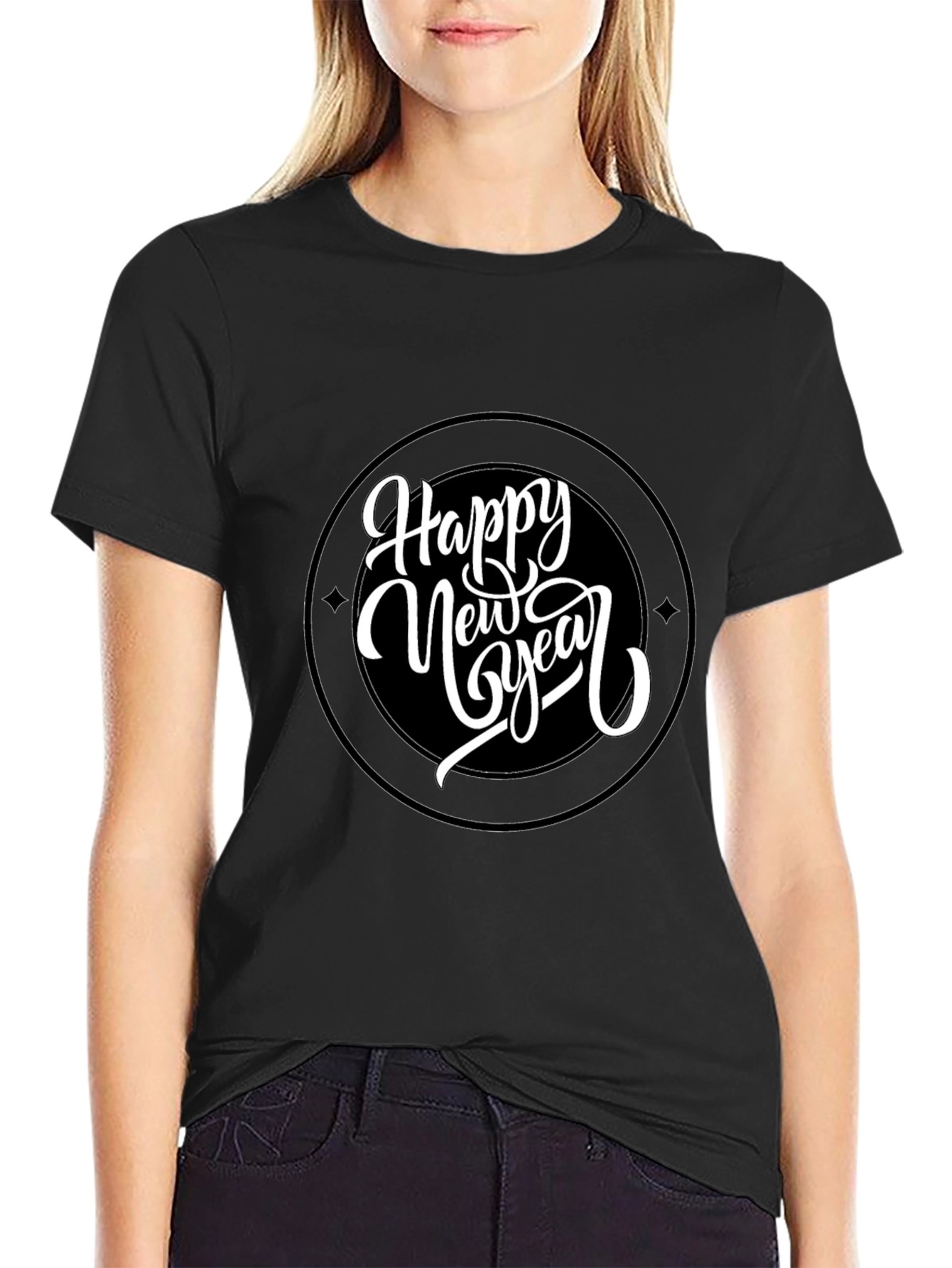 Happy New Year Graphic Black Tee
