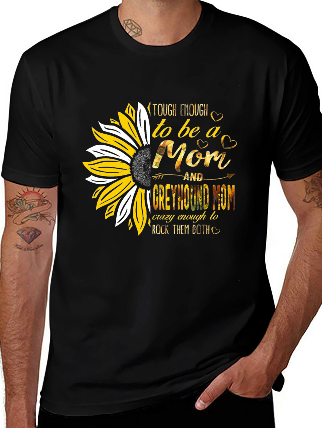 Tough Enough Mom & Greyhound Mom Sunflower T-Shirt