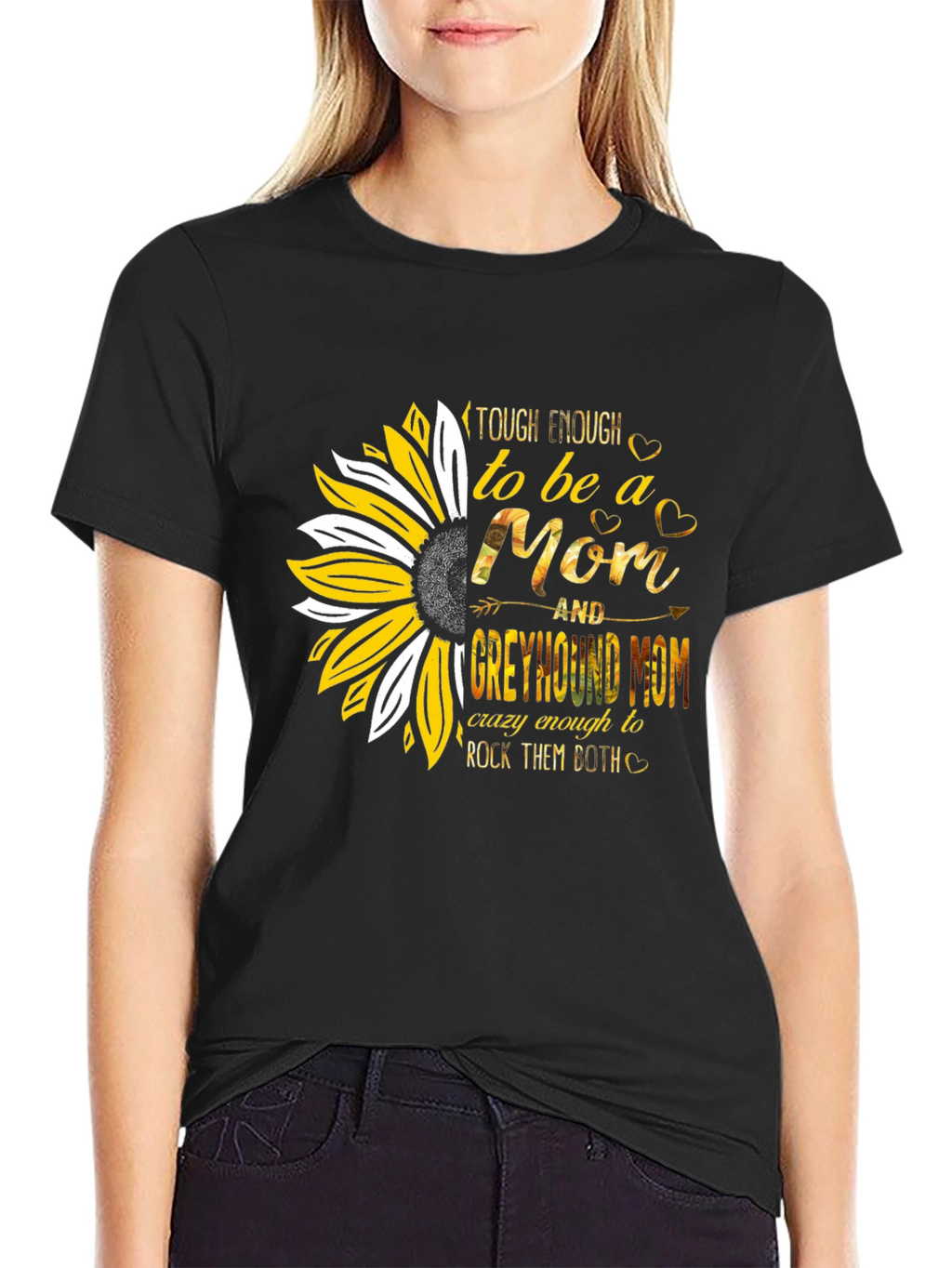 Tough Enough Mom & Greyhound Mom Sunflower T-Shirt