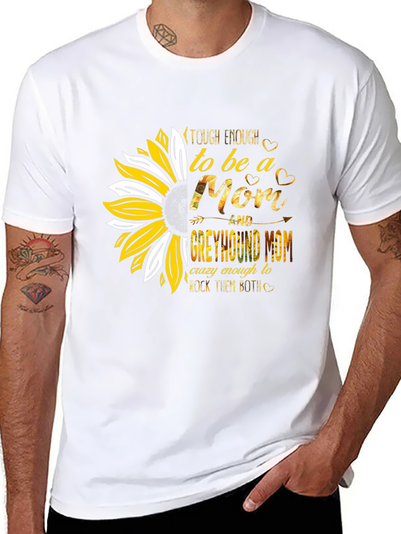 Tough Enough Mom & Greyhound Mom Sunflower T-Shirt