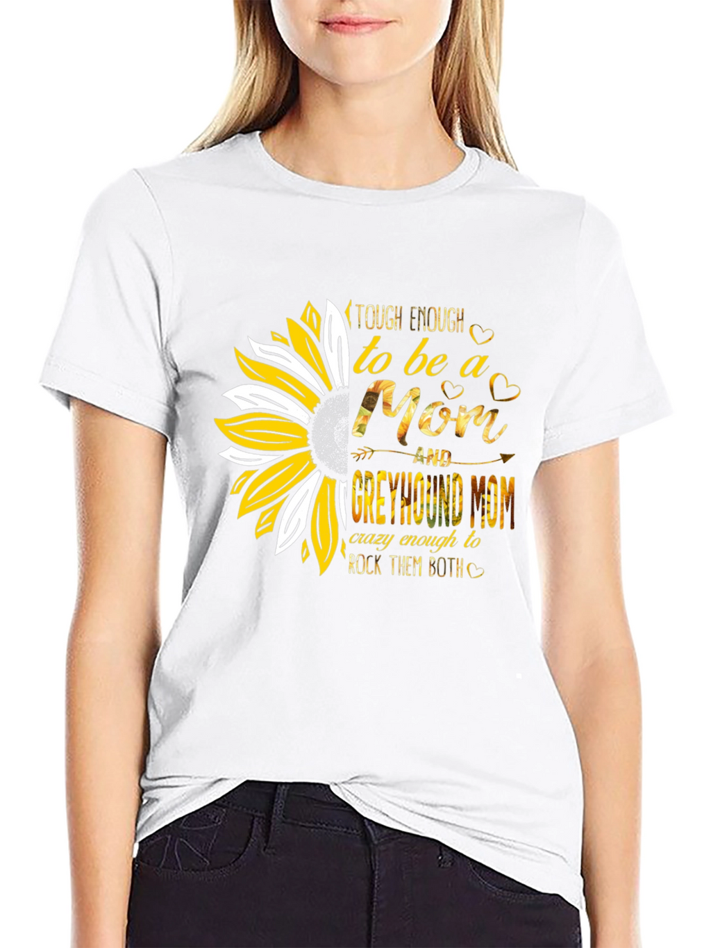 Tough Enough Mom & Greyhound Mom Sunflower T-Shirt
