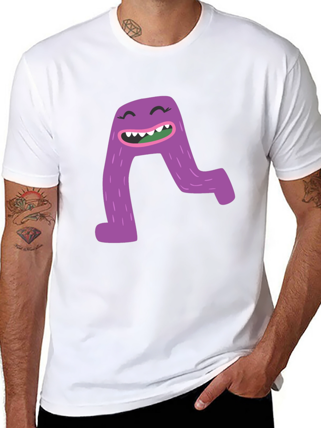 Monster A Letter Graphic Black T-Shirt