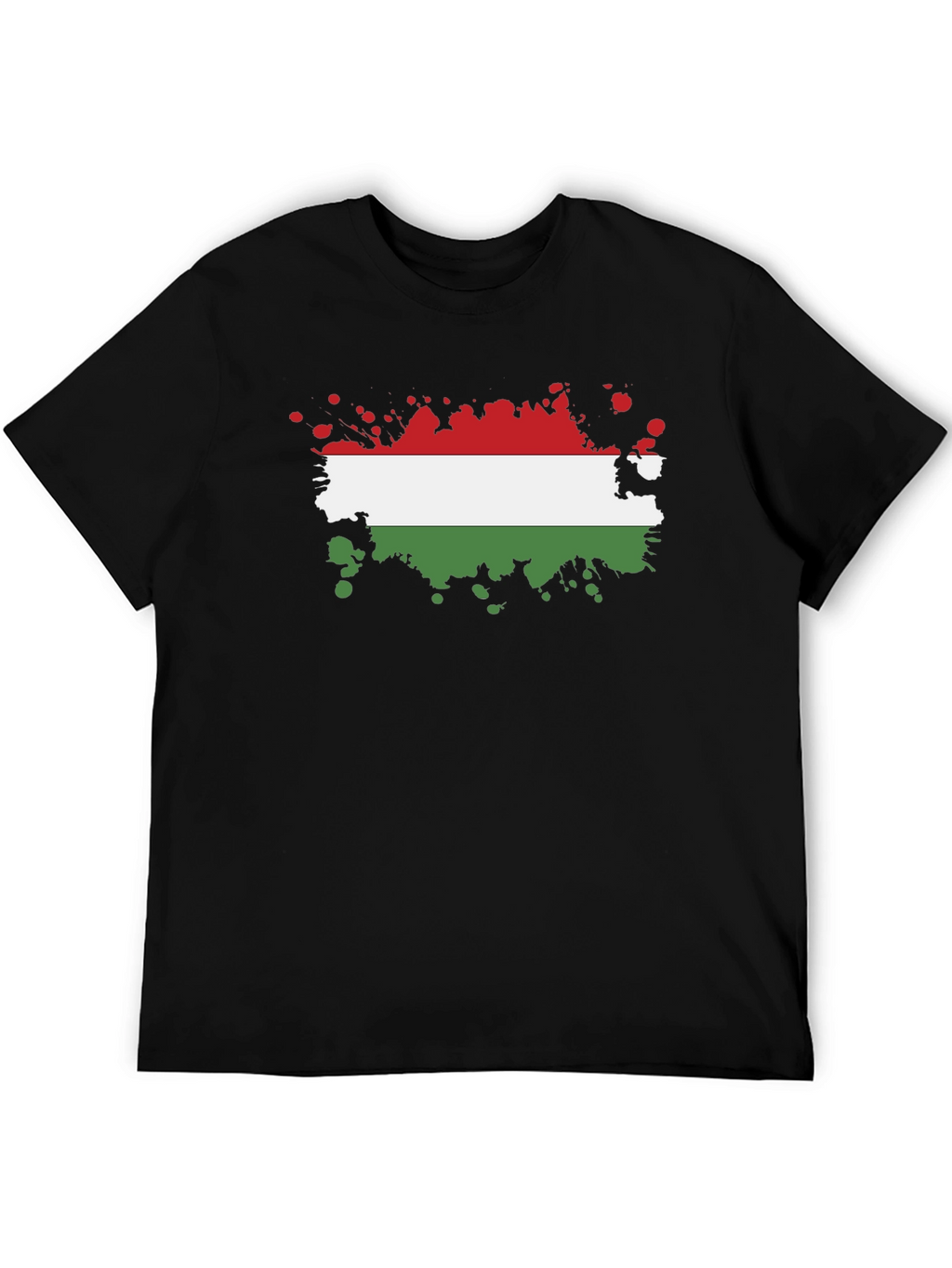 Hungarian Flag Splatter T-Shirt - Black Cotton Tee