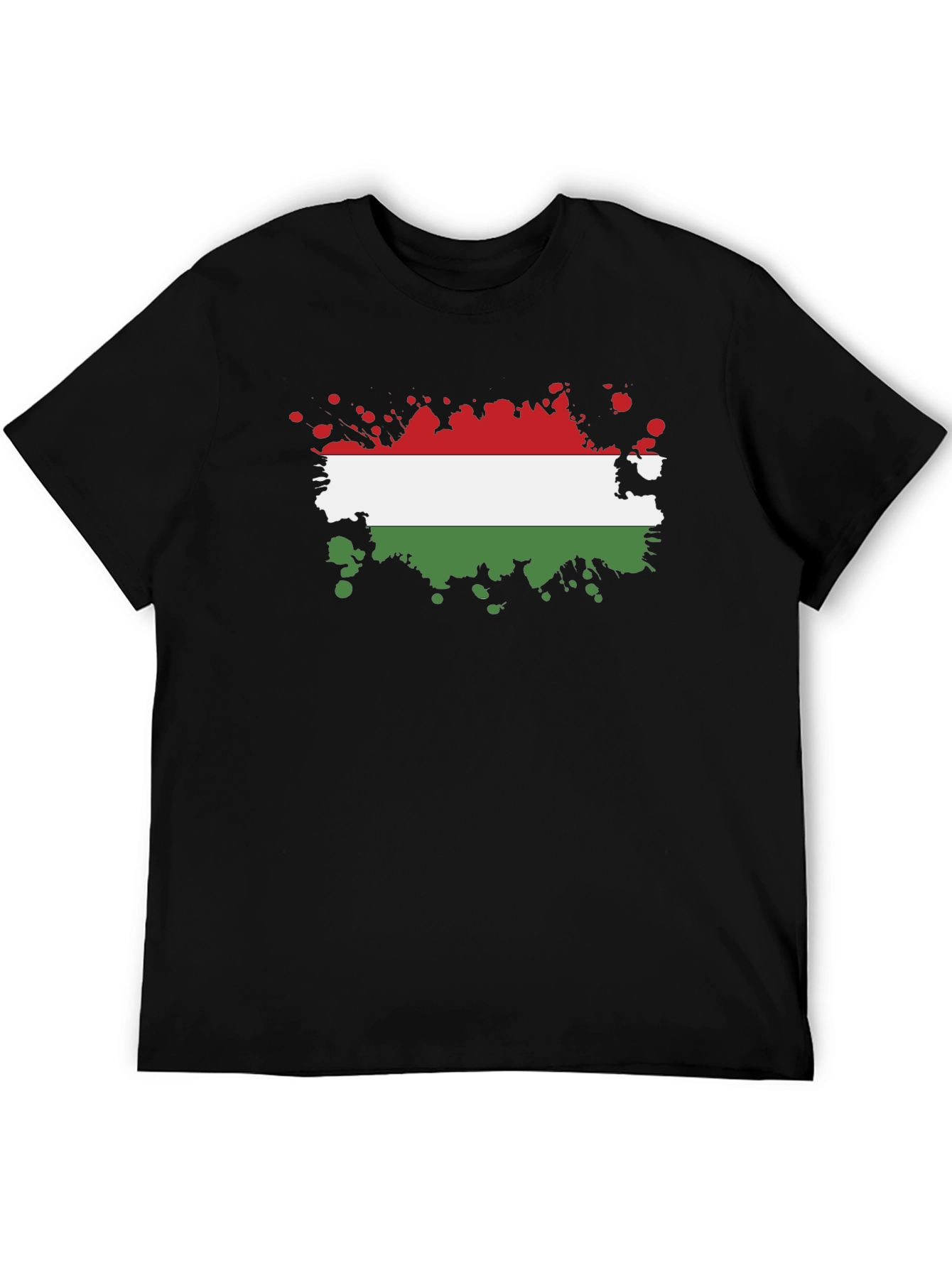 Hungarian Flag Splatter T-Shirt - Black Cotton Tee