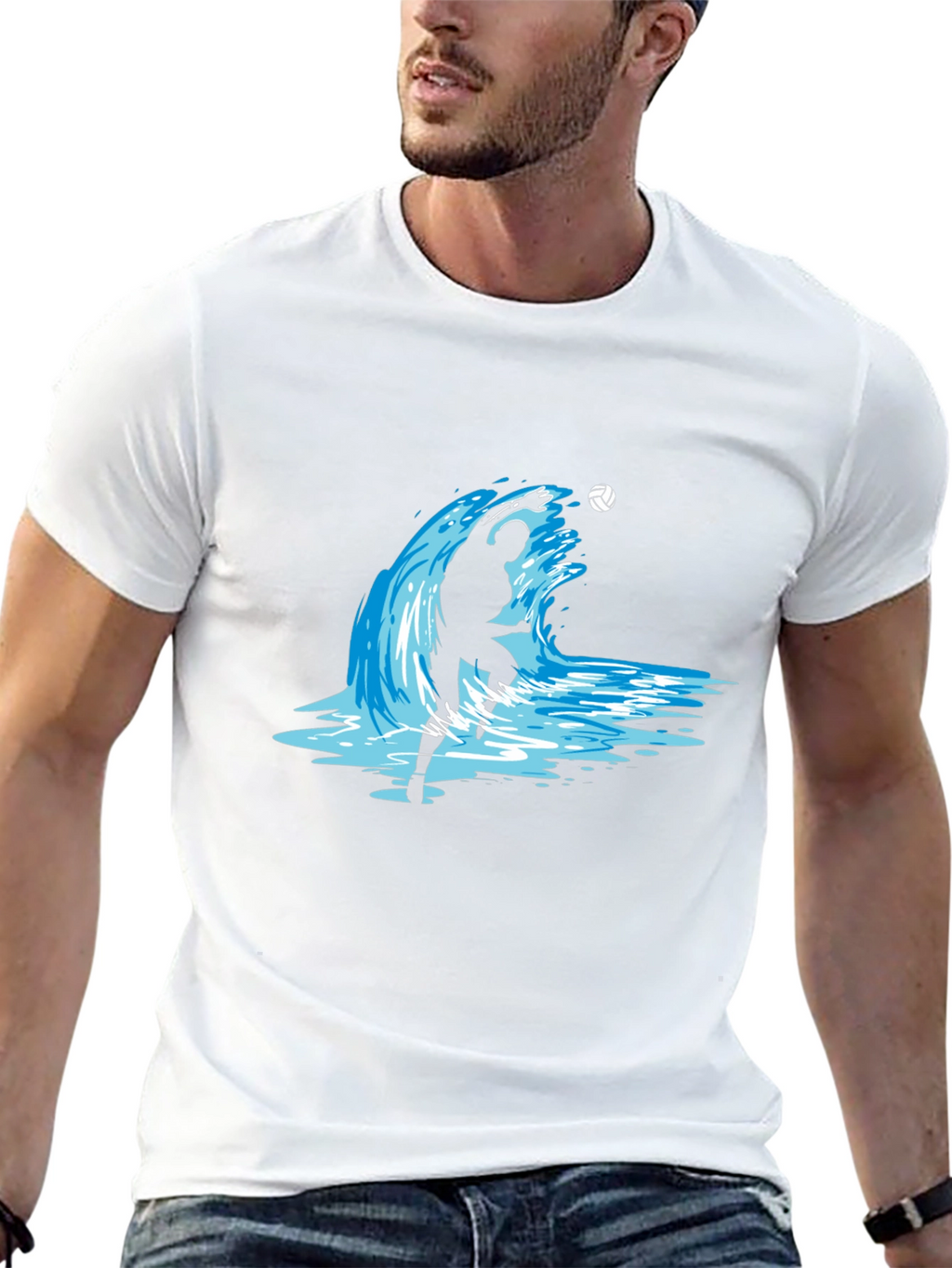 Volleyball Wave Graphic T-Shirt - Black