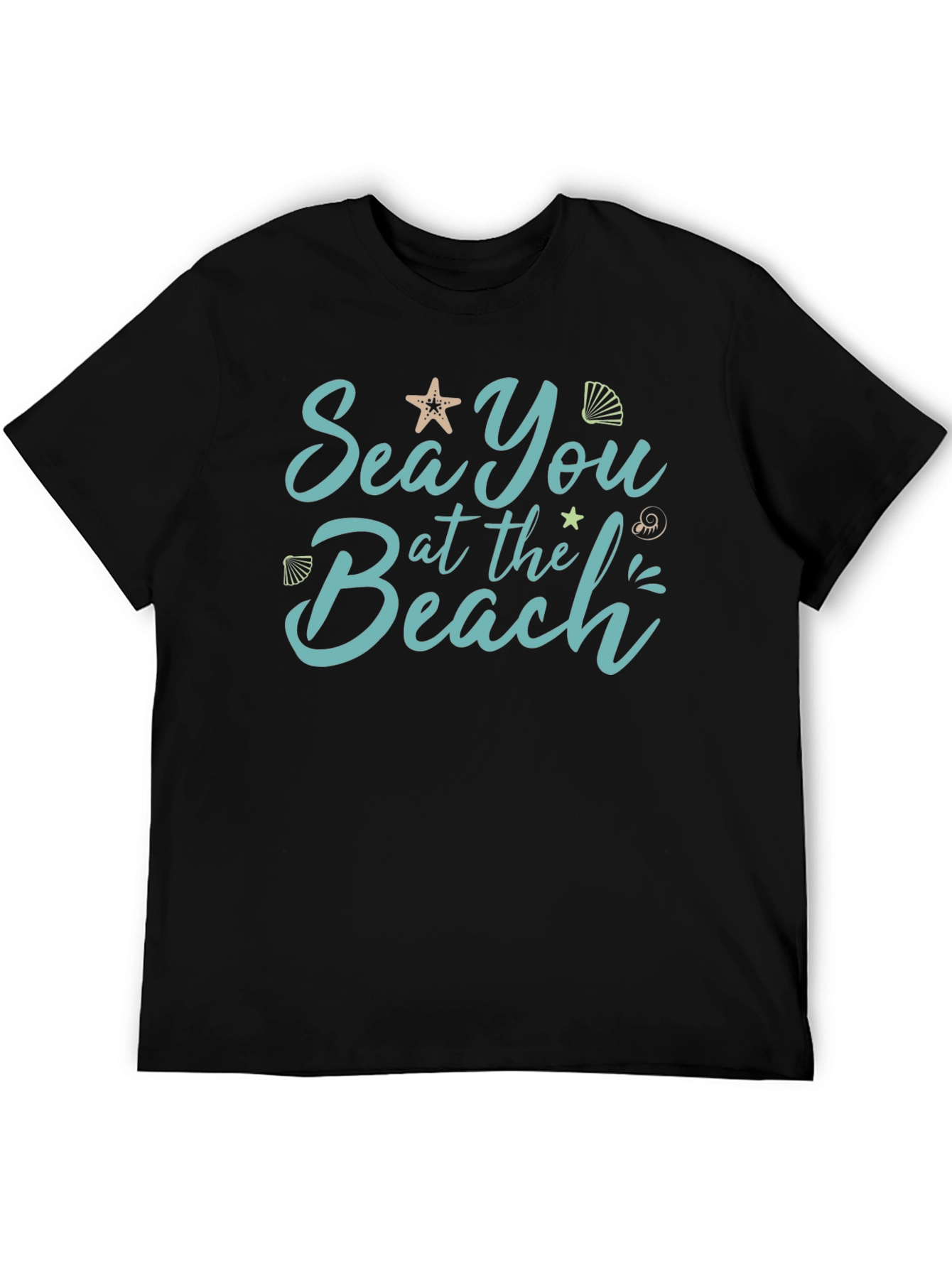 Sea You at the Beach Black Graphic T-Shirt
