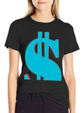 Bold Dollar Sign Graphic Tee - Casual Black T-Shirt