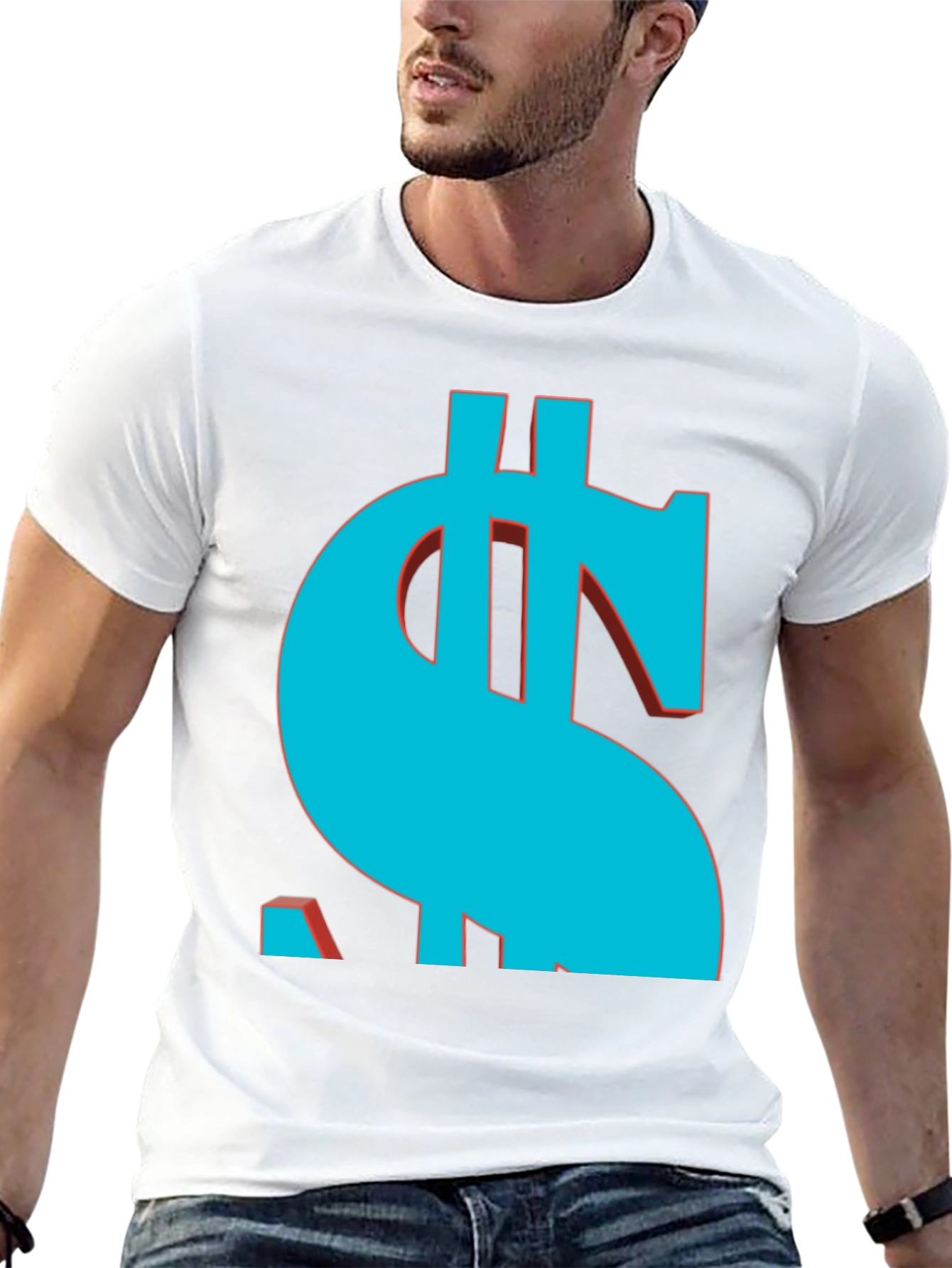 Bold Dollar Sign Graphic Tee - Casual Black T-Shirt