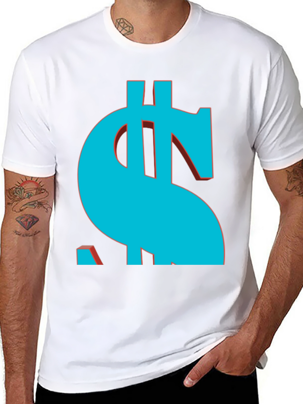 Bold Dollar Sign Graphic Tee - Casual Black T-Shirt