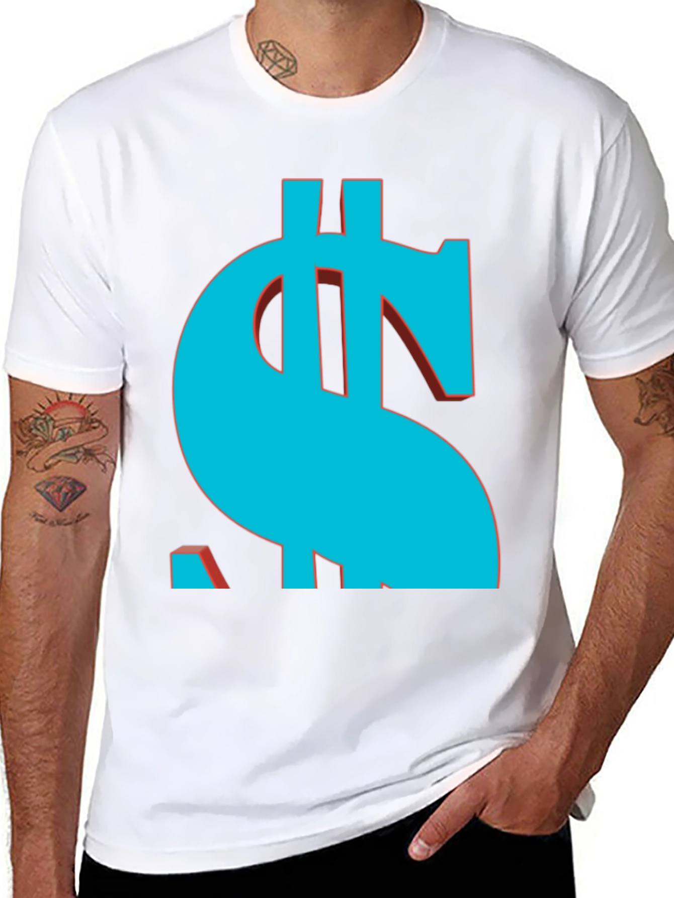 Bold Dollar Sign Graphic Tee - Casual Black T-Shirt