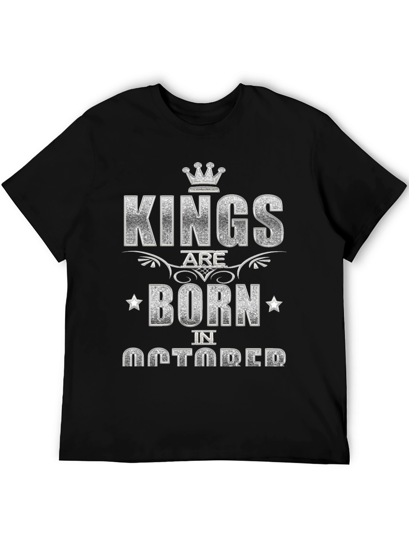 Kings Are Born in October Black Graphic T-Shirt