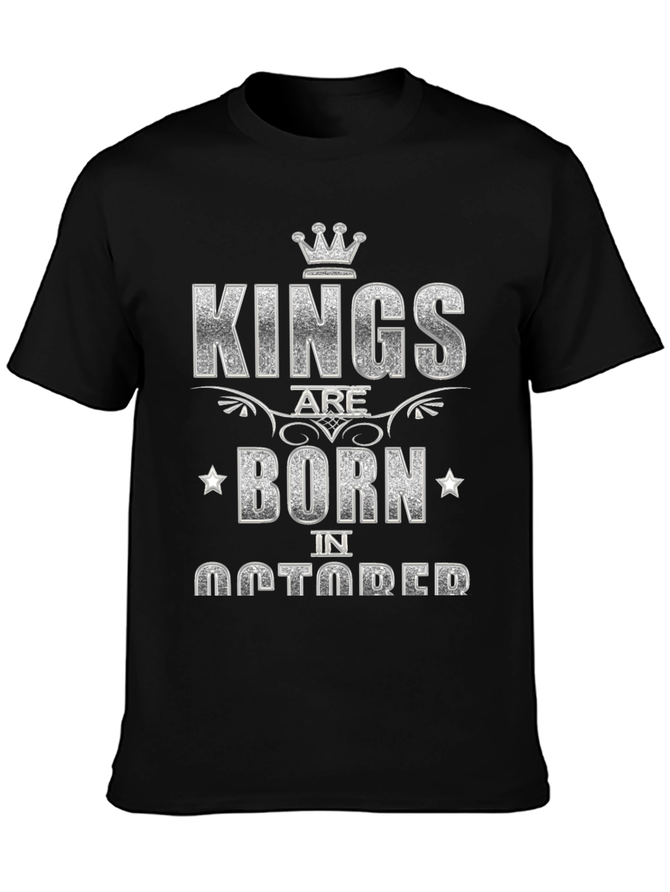 Kings Are Born in October Black Graphic T-Shirt