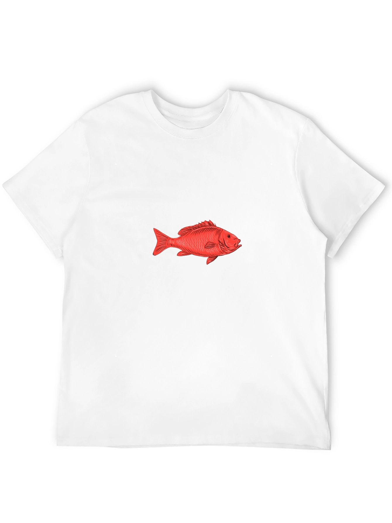 Red Fish Graphic Tee - Black Cotton T-Shirt