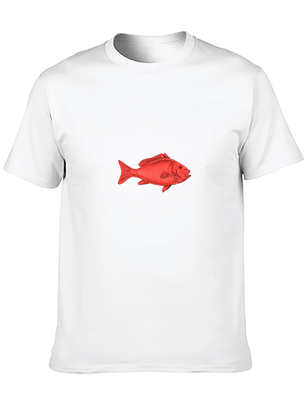 Red Fish Graphic Tee - Black Cotton T-Shirt