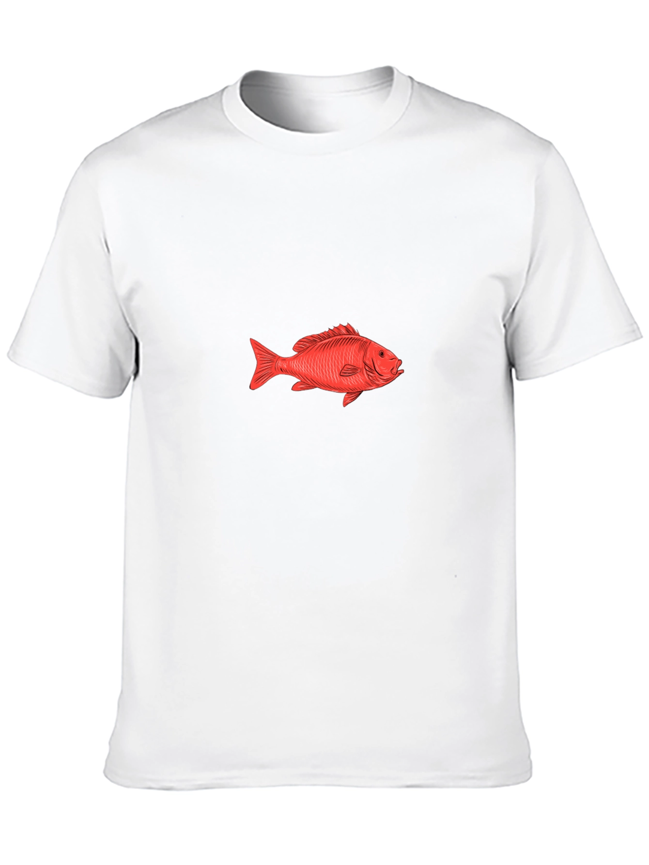 Red Fish Graphic Tee - Black Cotton T-Shirt