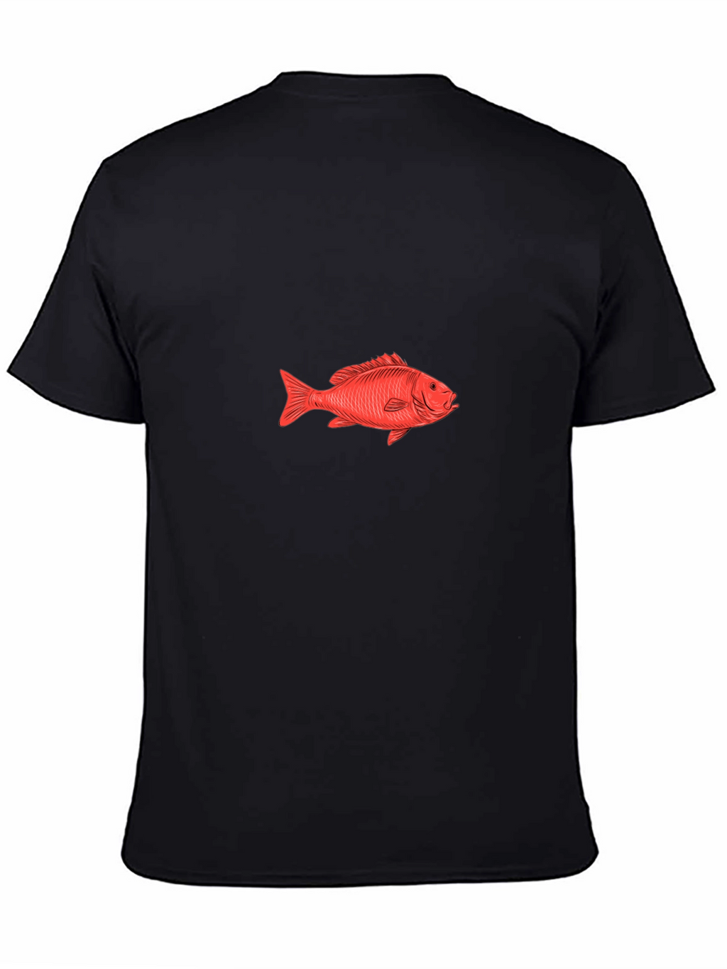 Red Fish Graphic Tee - Black Cotton T-Shirt