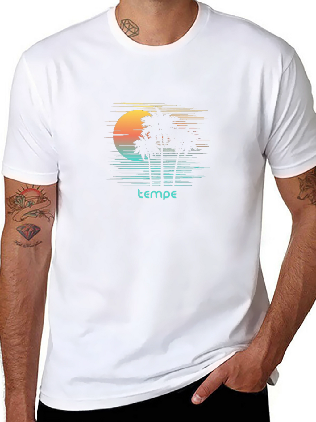 Tempe Graphic T-Shirt Palm Tree Sunset Design