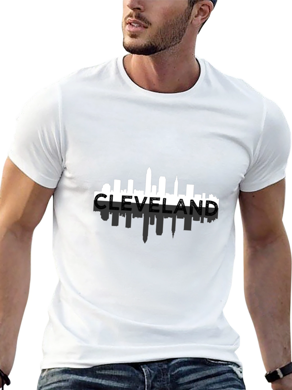 Cleveland Skyline Mens Black T-Shirt