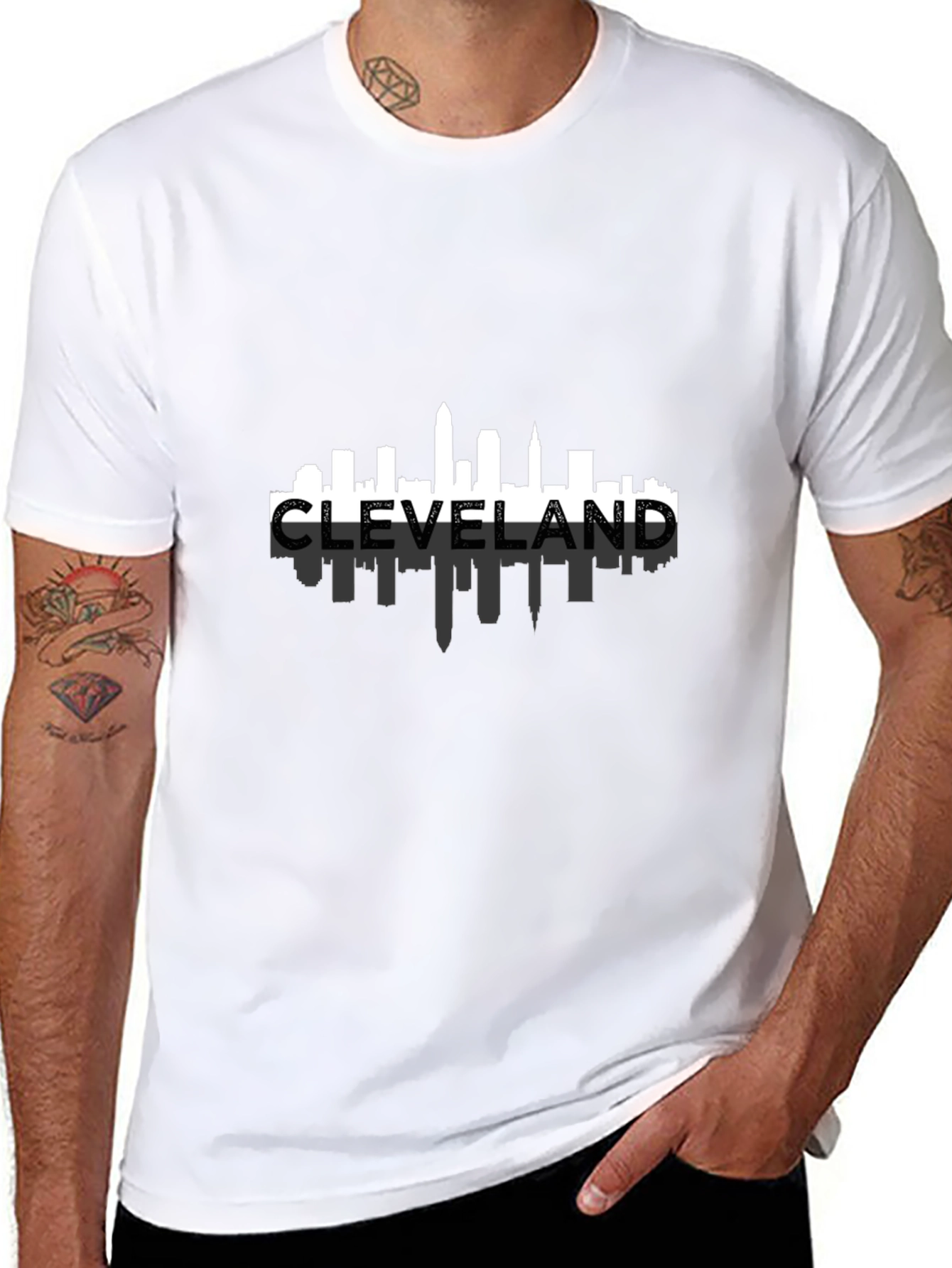 Cleveland Skyline Mens Black T-Shirt